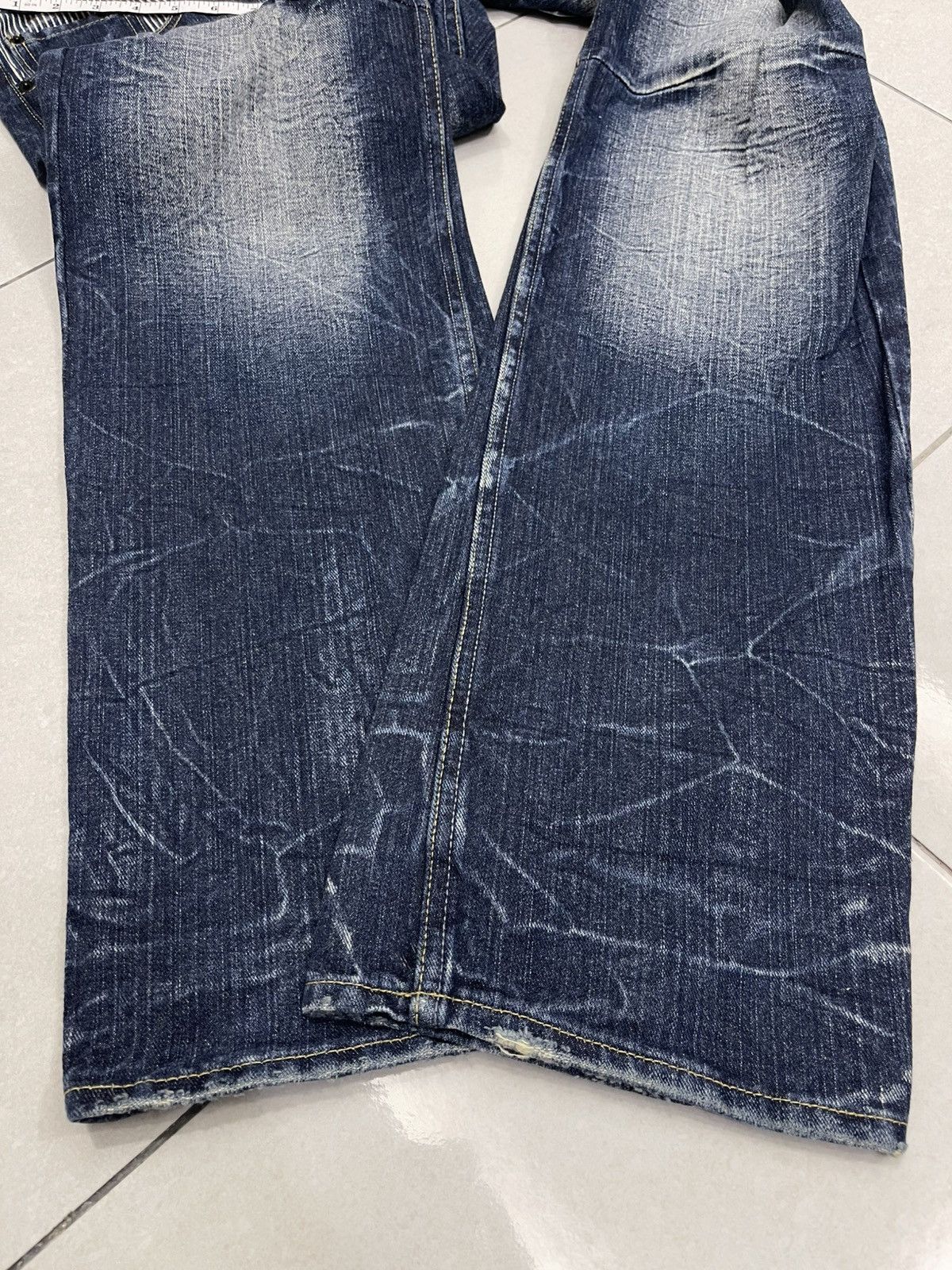 Japanese Brand Dominate Handcrafted Jeans Double Waist Hickory Stripe Denim Size US 35 - 13 Thumbnail