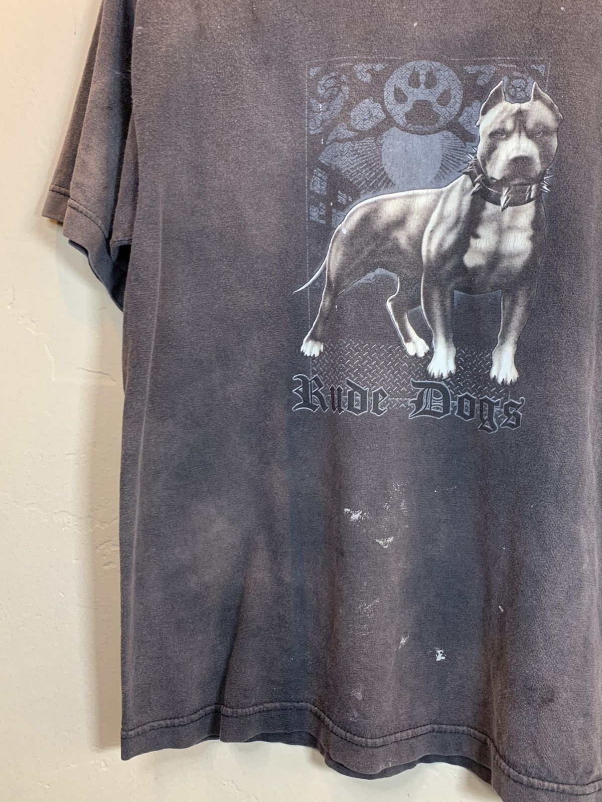 Vintage *RARE* Vintage 90’s Rude Dogs Pitbull Thrashed Faded T-Shirt Size US S / EU 44-46 / 1 - 3 Thumbnail