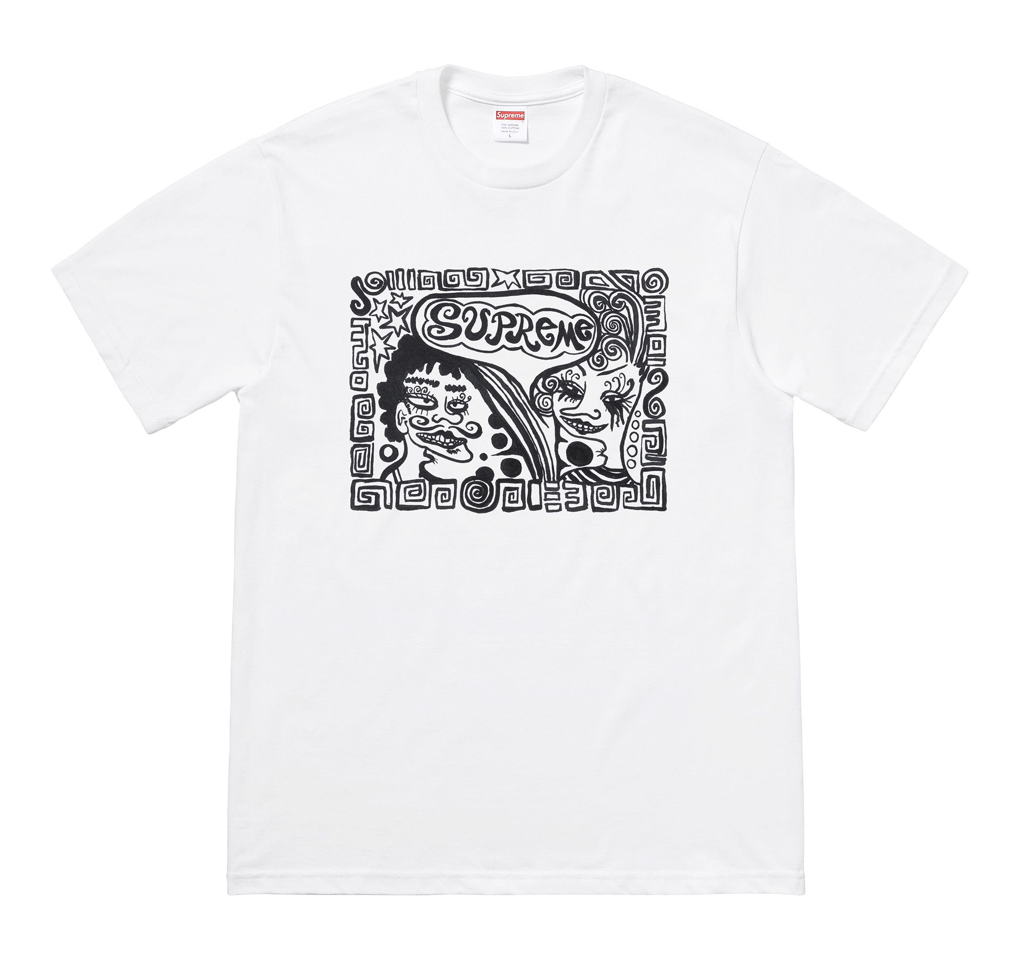 Image of Supreme Faces Tee White Small Size Fw 18, Men's