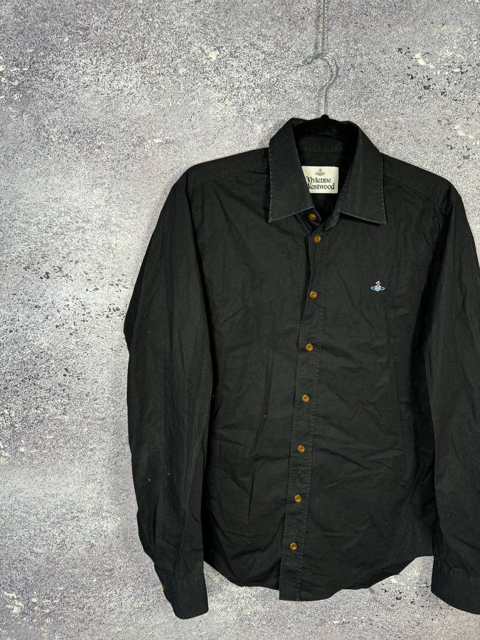 Designer × Vintage × Vivienne Westwood Vivienne Westwood Orb Embroidered Logo Blacj Shirt Button Size US M / EU 48-50 / 2 - 3 Thumbnail
