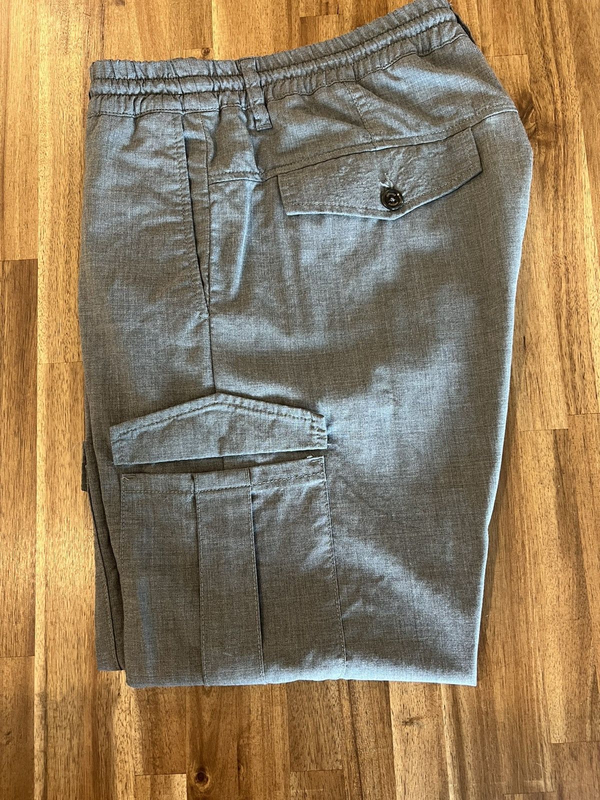 Eleventy Eleventy Gray Slim Cargo Pants Cotton Blend Elastic Waist Pockets 32W Size US 32 / EU 48 - 2 Thumbnail