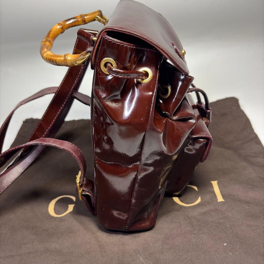 Gucci Gucci - Patent Leather Bamboo Mini Rucksack Bag Preloved Size ONE SIZE - 3 Thumbnail