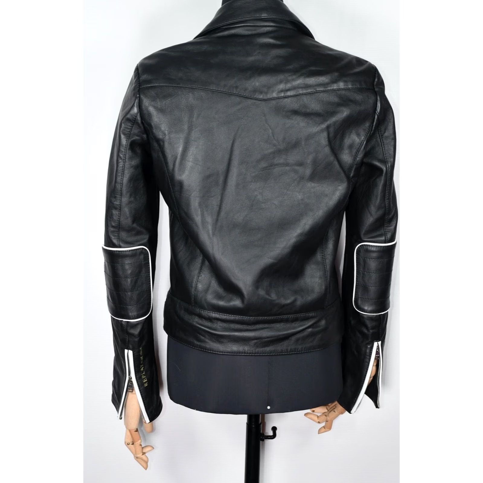 Replay REPLAY W7430A Lambskin Leather Biker Black Jacket Women's S Size - Women, Jacket, Black, Leather, Biker, Replay Size S / US 4 / IT 40 - 7 Thumbnail