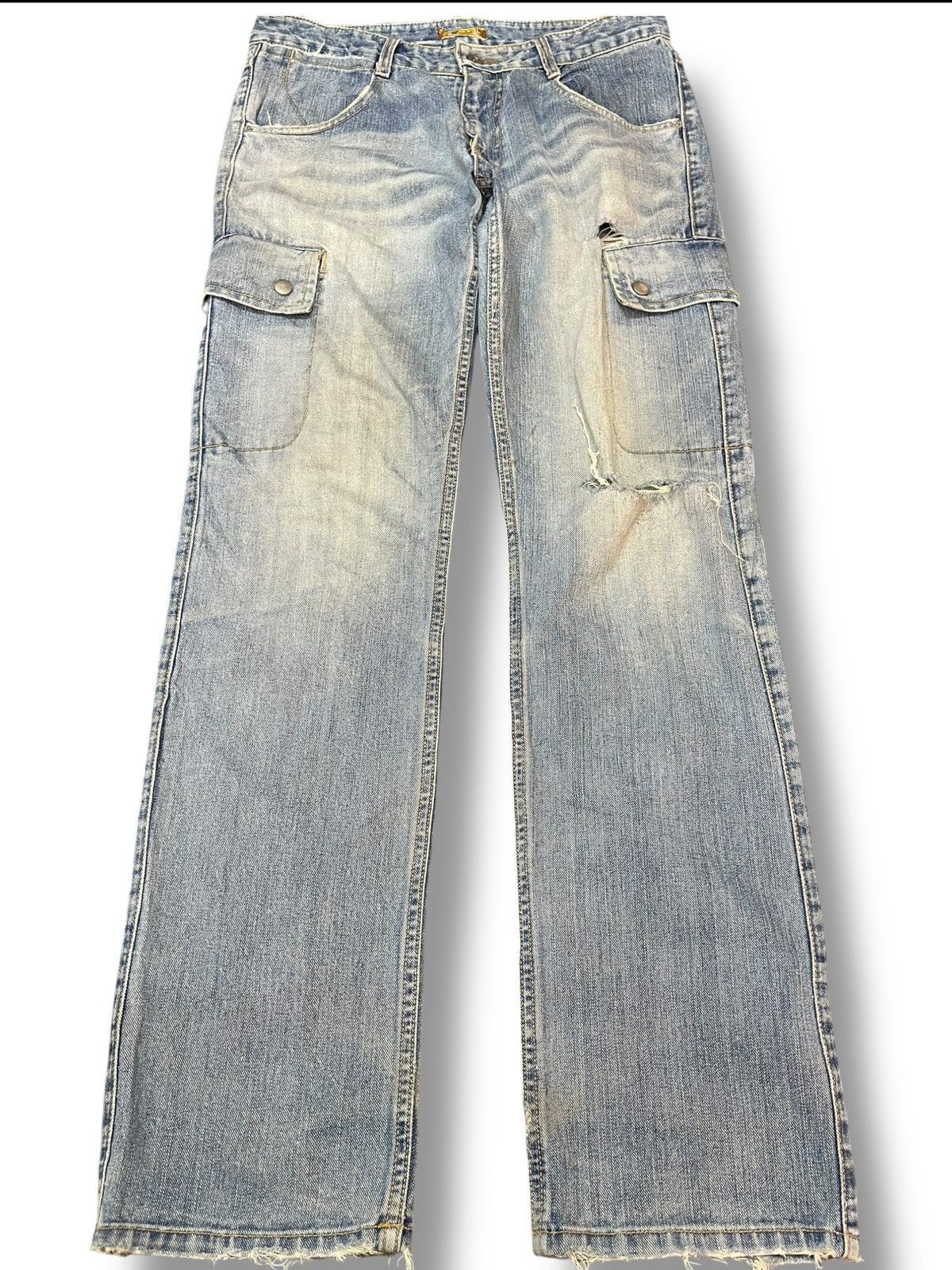 Le Grande Bleu (L.G.B.) Vintahe Jorge Martin Multipocket Cargo Distressed Jeans Size US 30 / EU 46 - 1 Thumbnail