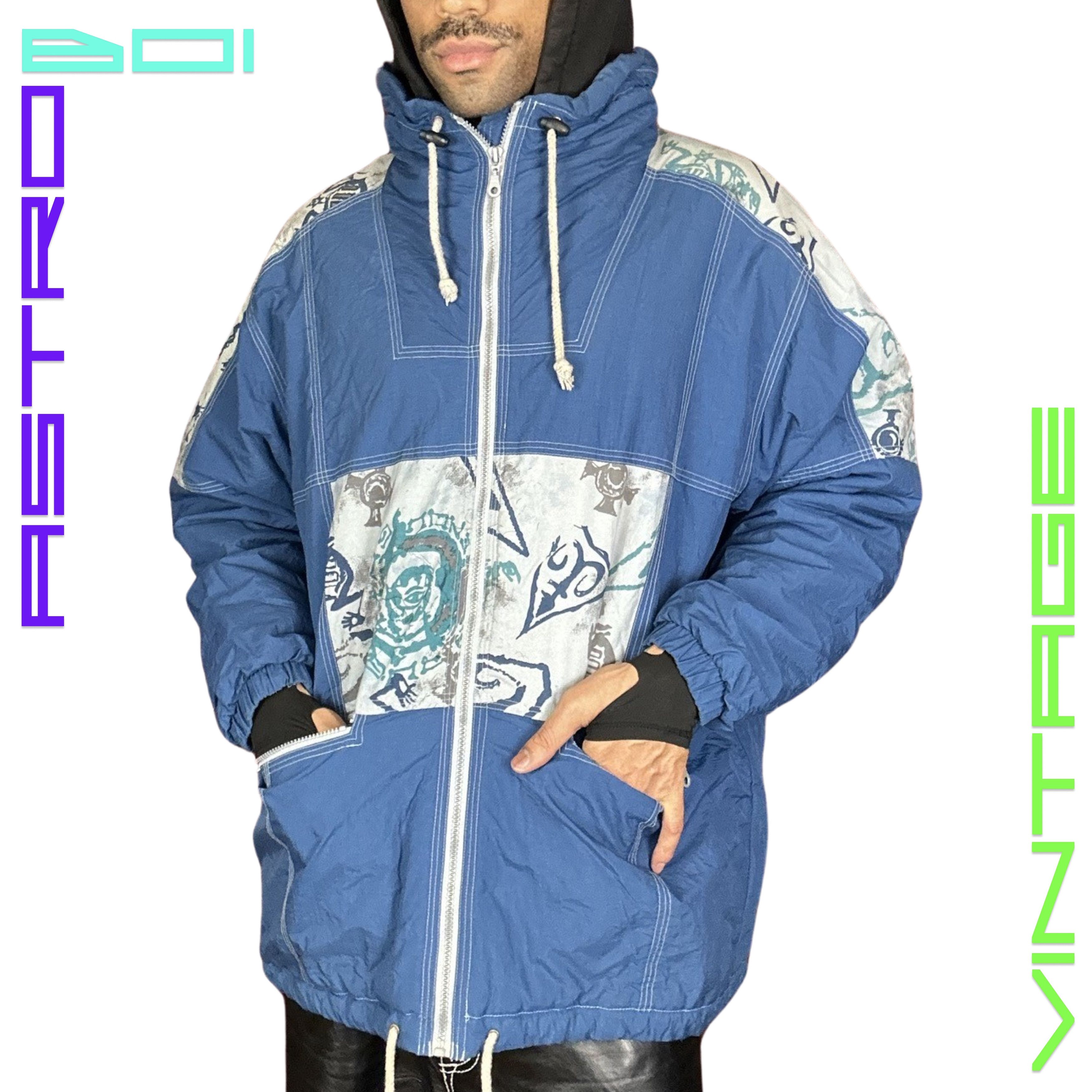 Other VIntage 90s Tattoo Print Gray/Blue Nylon Jacket - XL Size US XL / EU 56 / 4 - 2 Thumbnail