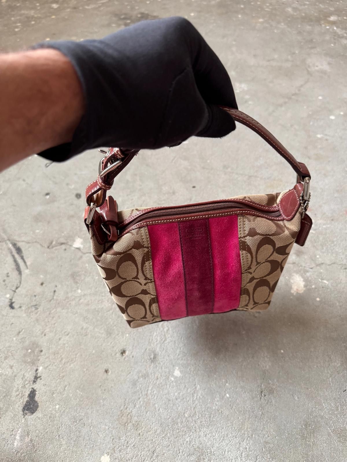 Coach Coach Signature Mini Hobo Striped Suede Shoulder Bag Size ONE SIZE - 4 Thumbnail