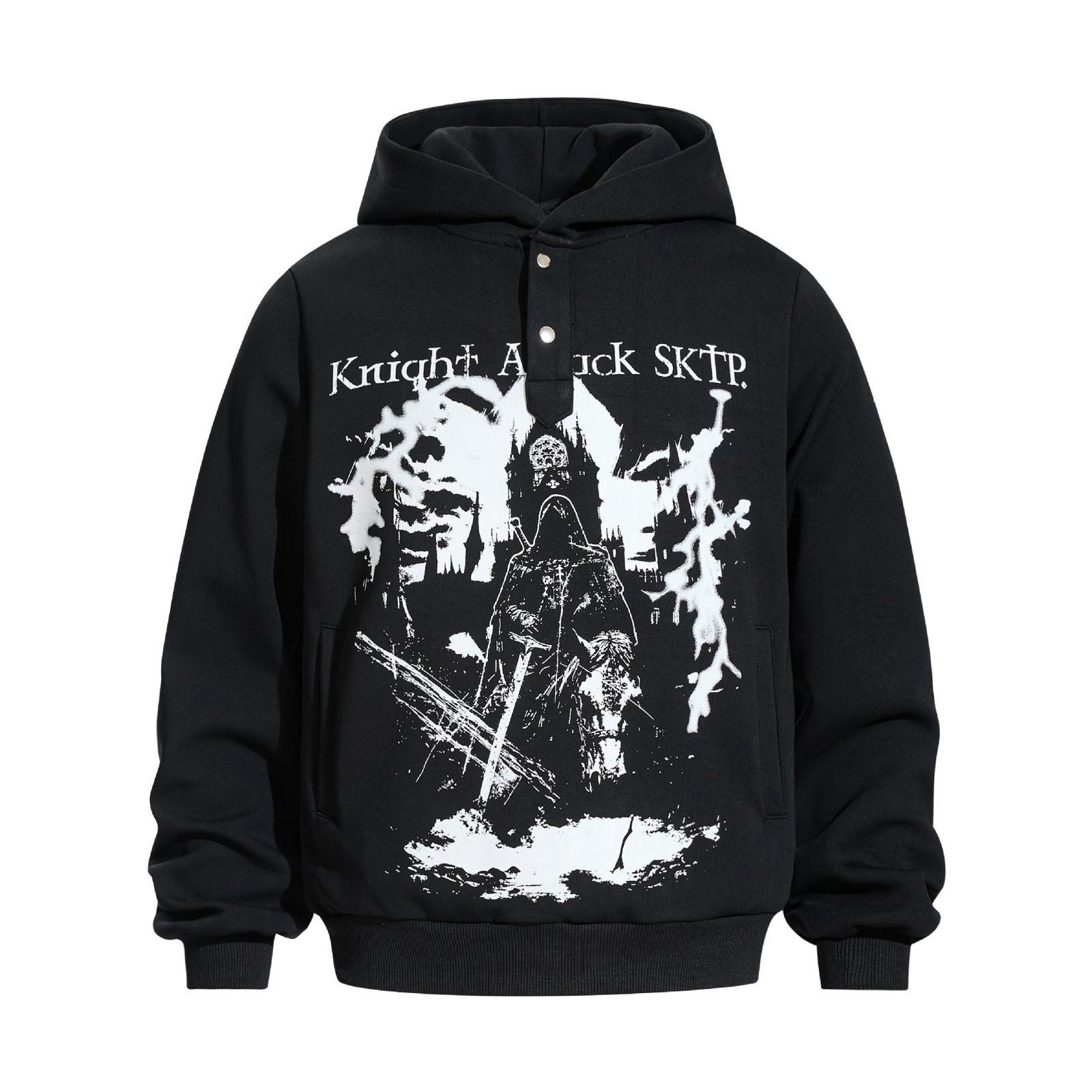 Japanese Brand Gray Graphic Hoodie, Casual Men's Streetwear Hoodie Size US M / EU 48-50 / 2 - 6 Thumbnail