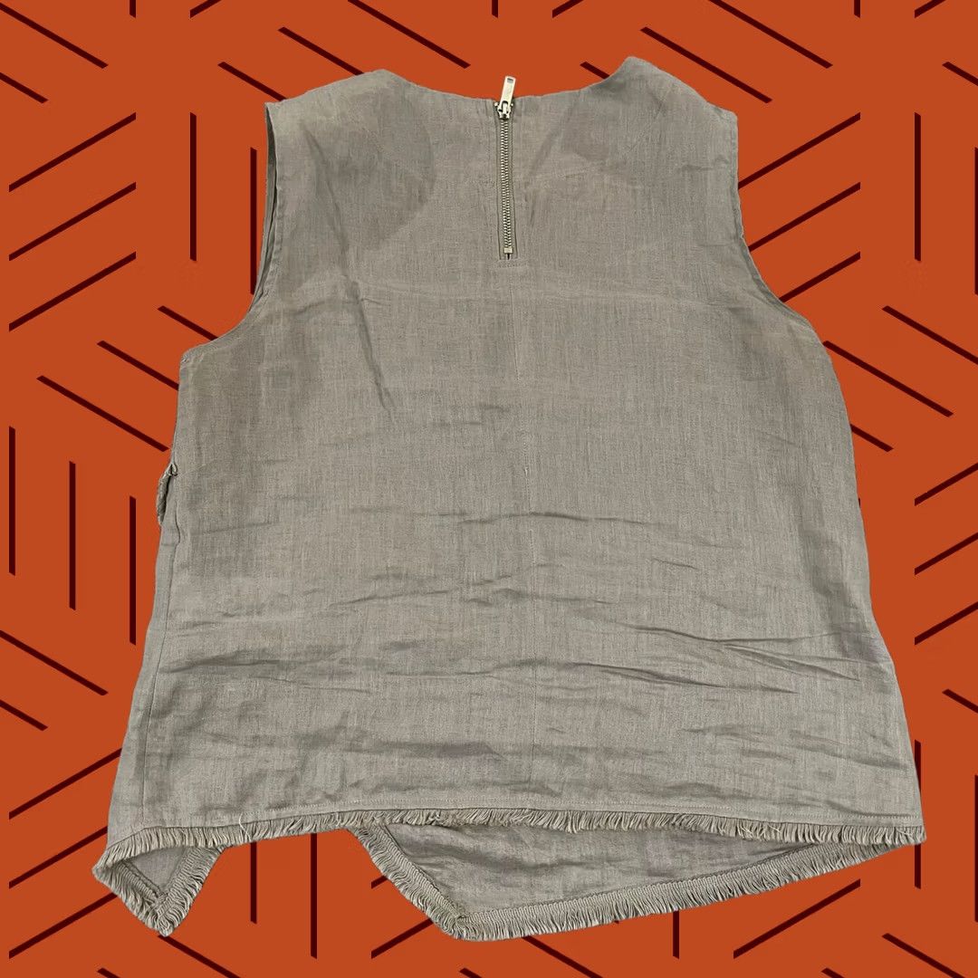 DKNY DKNY Top Womens Large Brown 100% Linen Lagenlook Asymmetrical Back Zip Shirt N/A Size L / US 10 / IT 46 - 1 Thumbnail