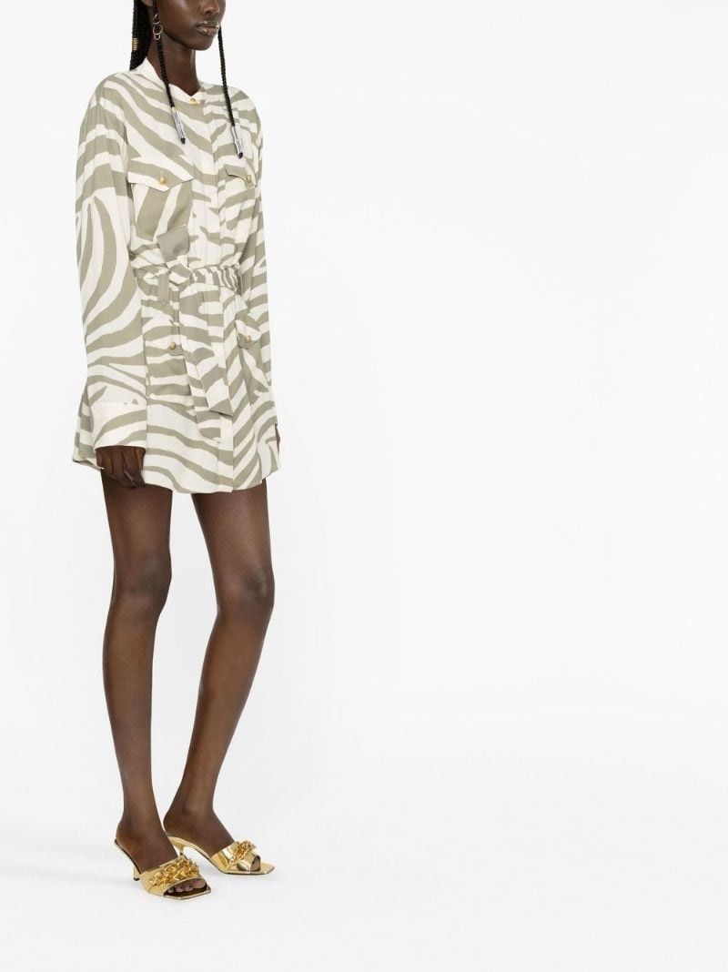 Balmain o1y0525 Shirt Mini Dress in Sage Green/White Size XS / US 0-2 / IT 36-38 - 3 Thumbnail