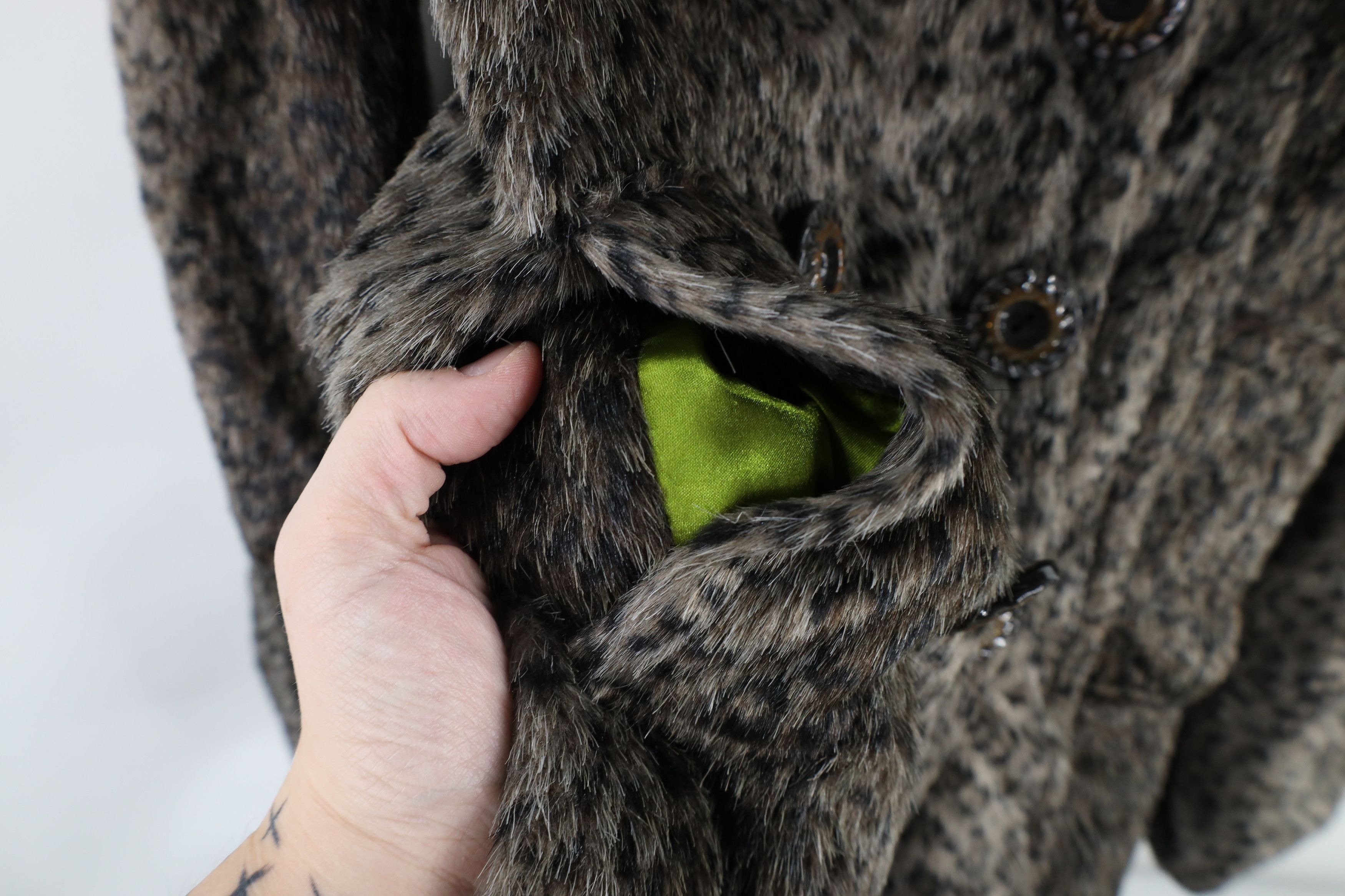 BKE × Vintage Buckle BKE Fur Double Breasted Peacoat Jacket Leopard Print Size M / US 6-8 / IT 42-44 - 5 Thumbnail