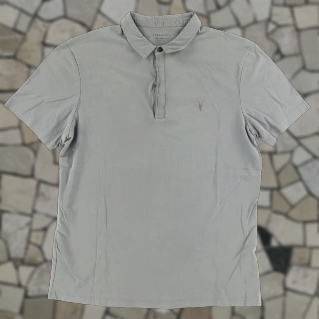 Allsaints Allsaints Brace SS Polo Shirt Cotton Solid Gray Men L Size US L / EU 52-54 / 3 - 1 Thumbnail