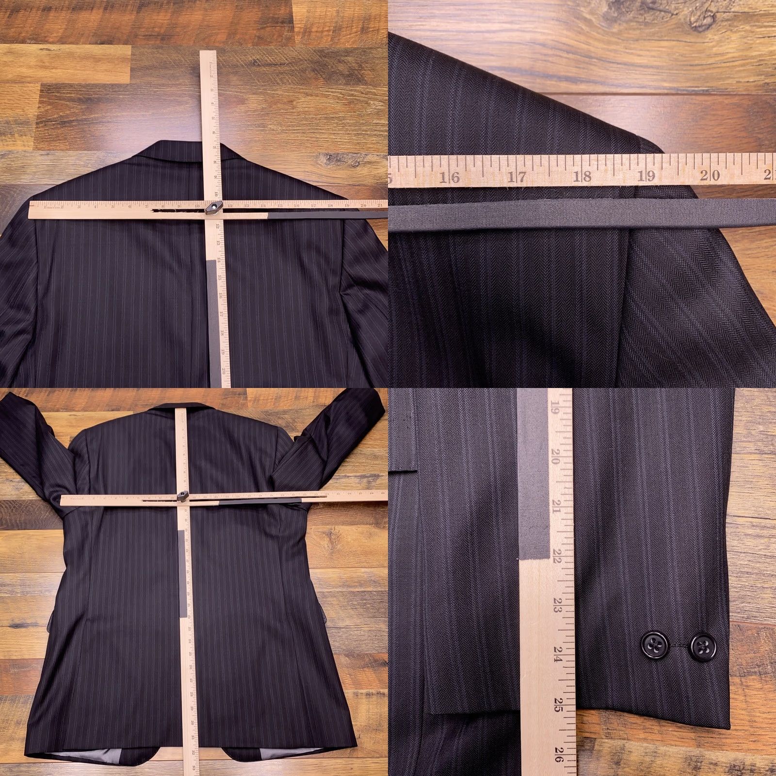 Jack Victor Jack Victor 2 Piece Suit Black Striped Pants 36x29 Cuffed Canada Wool 110 Super 2 Piece Mens Regular Formal Wedding Size 42R - 9 Thumbnail