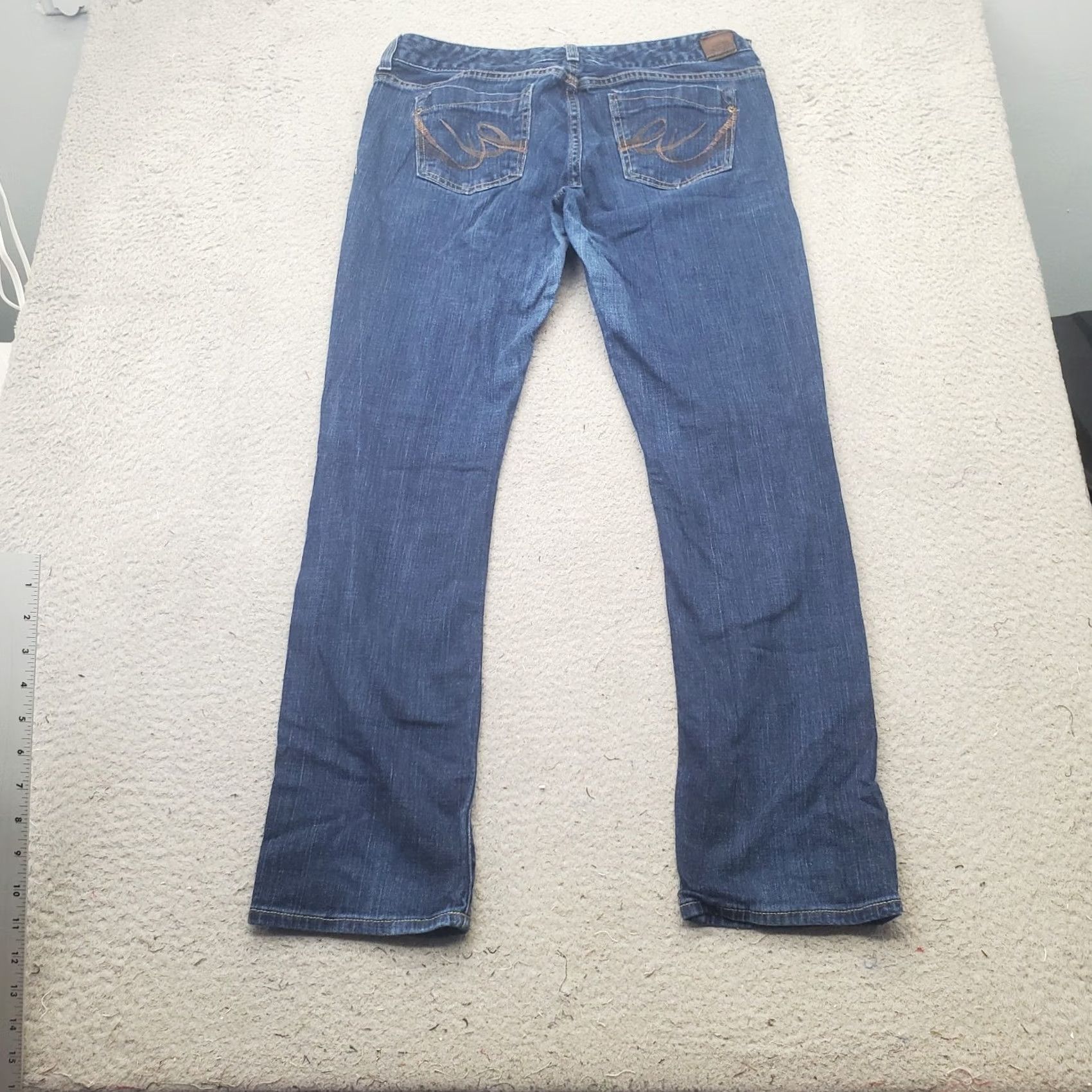 Denime X2 Womens Jeans 12 Blue Stretch Straight Leg Denim Jeans 5-Pocket Medium Wash Vintage: No Size 34" / US 12 / IT 48 - 2 Thumbnail
