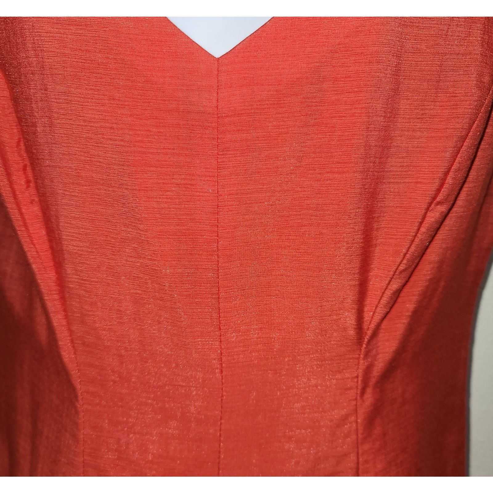 Coldwater Creek Coldwater Creek Orange V-Neck Midi Fit and Flare Dress 10 Size L / US 10 / IT 46 - 2 Thumbnail