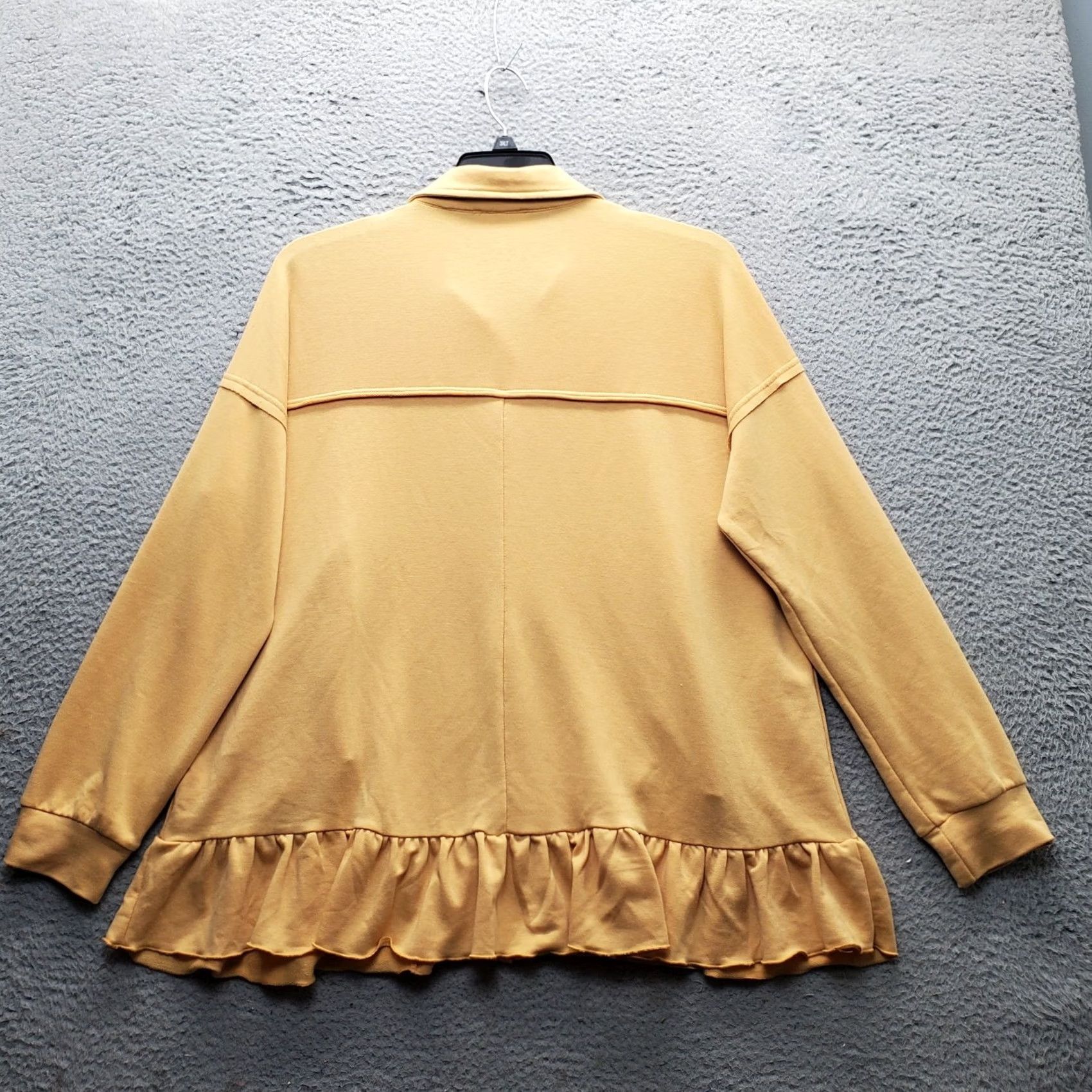 Vintage Heyson Tunic Top Womens L Yellow Stretch Peplum Hem Long Sleeve Button Front Shirt Womens Size L Yellow Size L / US 10 / IT 46 - 2 Thumbnail