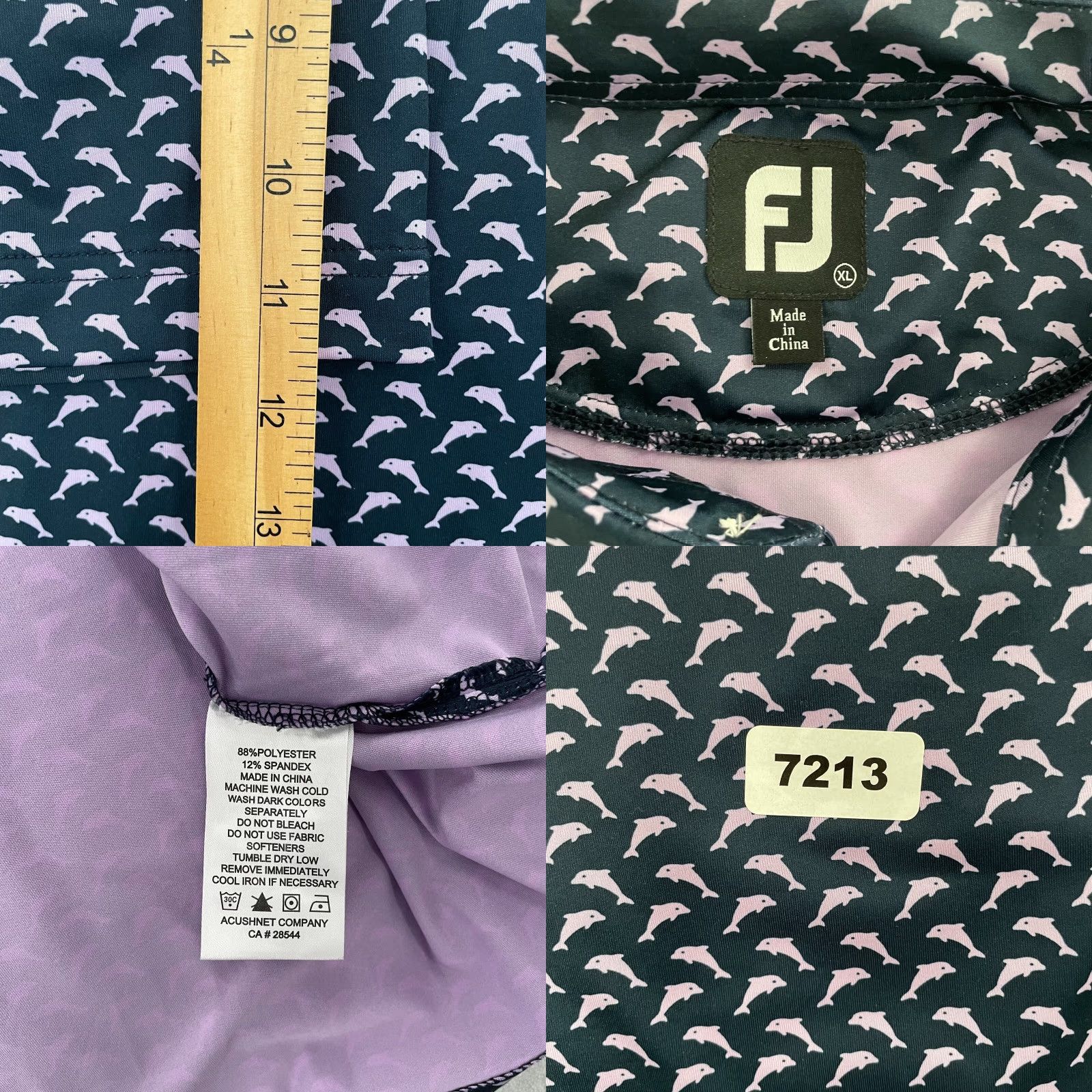 Footjoy Footjoy Polo Shirt Mens XL Blue Purple Dolphins Print Golf The Logo Club Size US XL / EU 56 / 4 - 8 Thumbnail