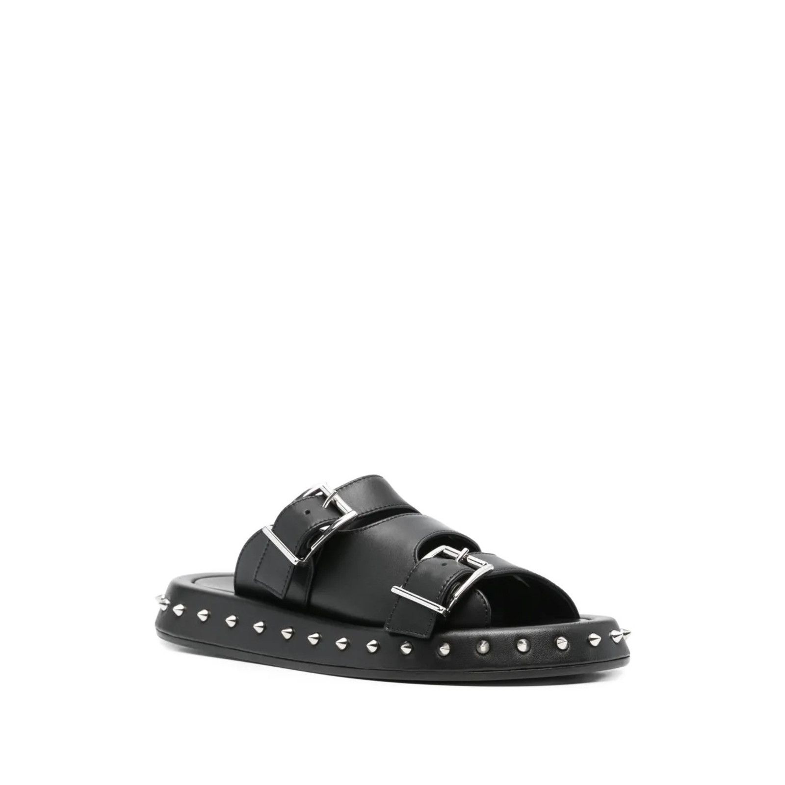 Alexander McQueen ALEXANDER MCQUEEN Leather Stud Buckle Sandal Black EU39 Size US 9 / IT 39 - 1 Thumbnail