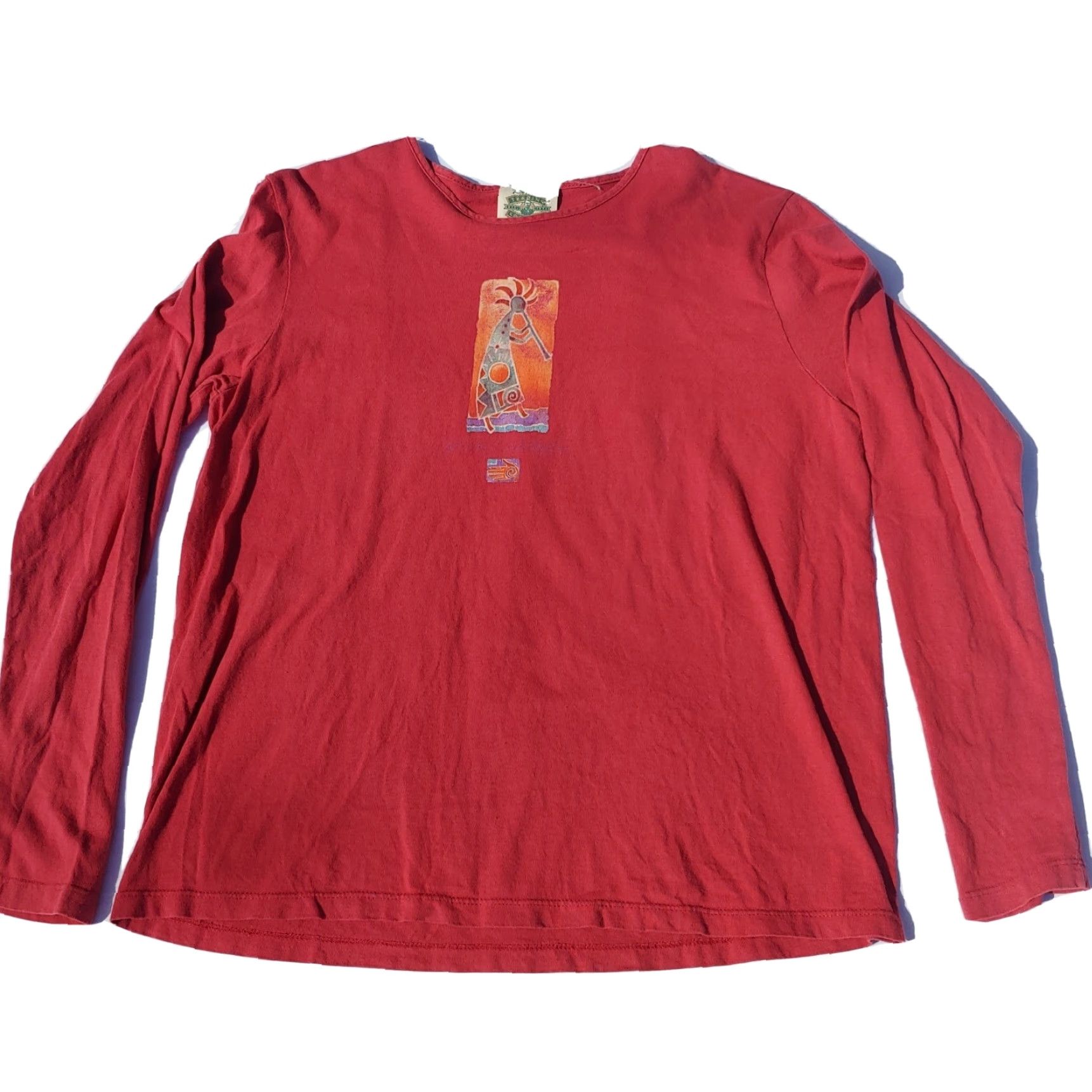 Vintage Fred Harvey Shirt M Red Kokopelli Long Slv Southwest Tribal Arizona Woman Genders? Wait. Size M / US 6-8 / IT 42-44 - 2 Thumbnail