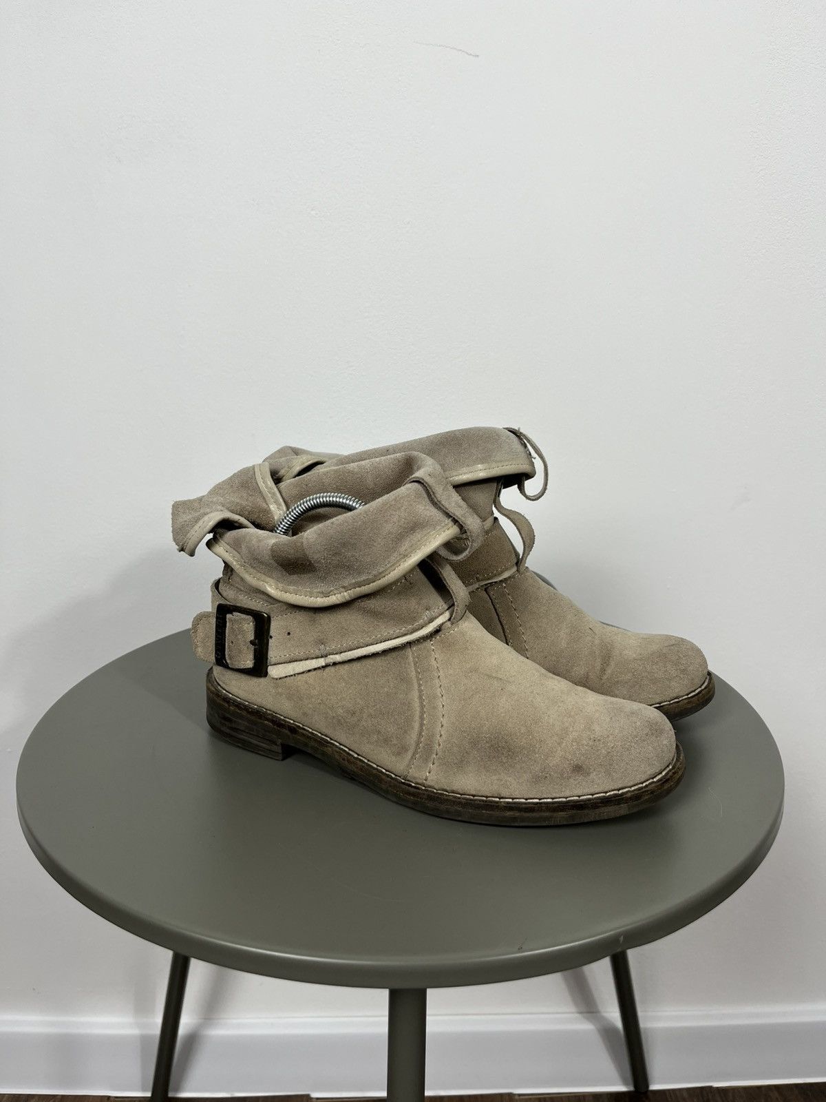 Vintage Buffalo Suede Foldover Buckle Boots Women’s Size 36 Beige Size US 5.5 / IT 35.5 - 1 Thumbnail