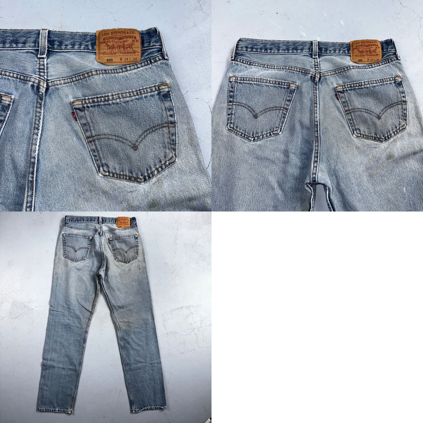 Levi's Levi's 501 Vintage 90s Jeans 34x34 Blue Light Wash Mens Regular Straight 34 Inseam 34 Cotton Denim Jeans Size US 34 / EU 50 - 10 Thumbnail