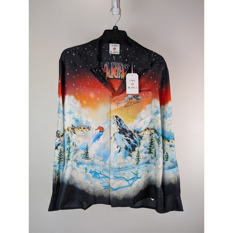 Casablanca o1rshd1 Cuban Collar Long Sleeve Shirt in Ski Lake Size US L / EU 52-54 / 3 - 2 Thumbnail