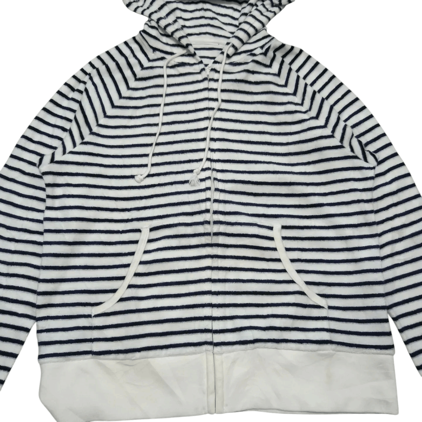 Japanese Brand Uniqlo Sports Women Black White Striped Hoodie Jacket Size M / US 6-8 / IT 42-44 - 3 Thumbnail