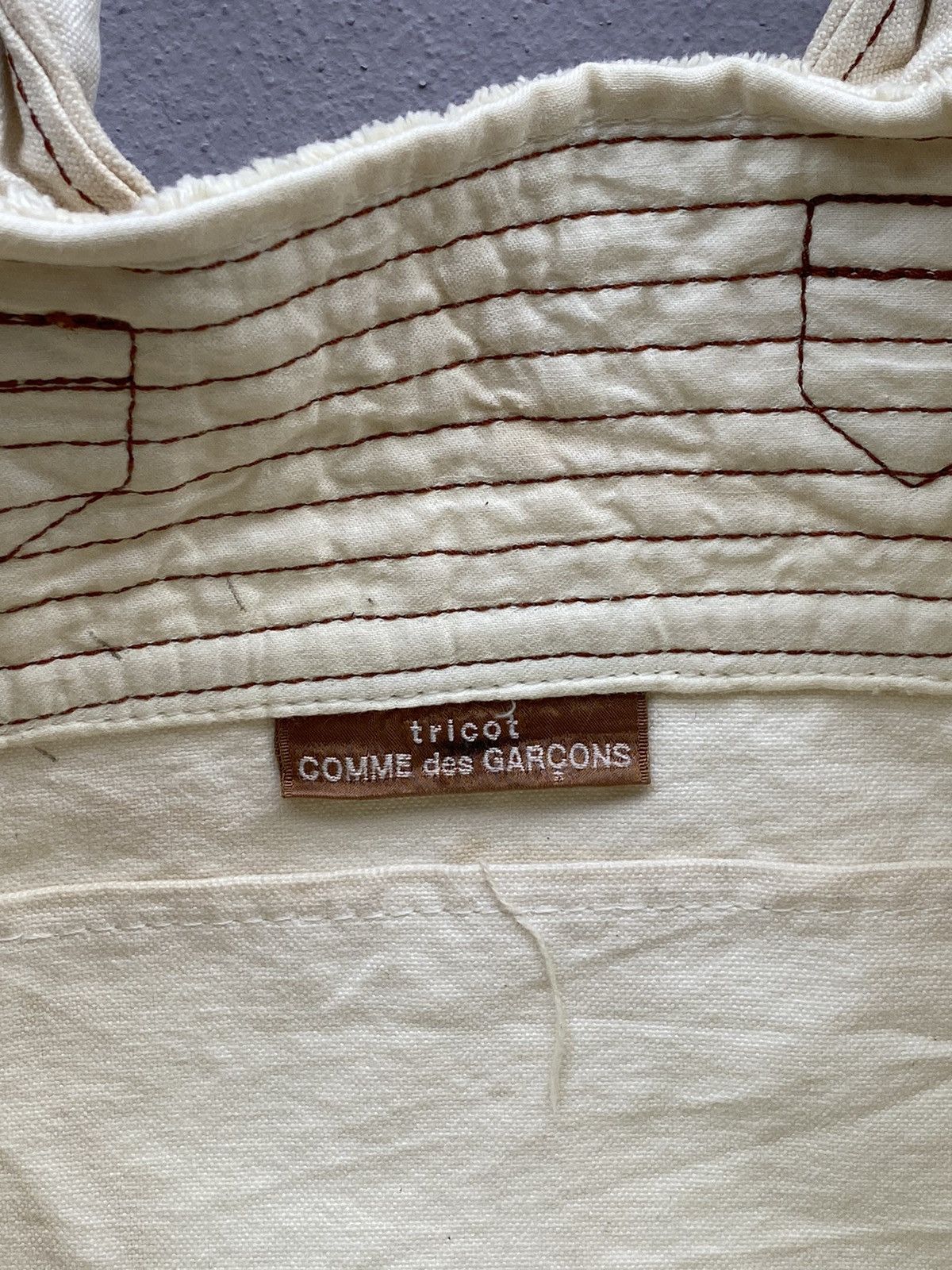 Comme des Garcons 🔥RARE🔥 Vintage CDG “tricot” Multi Stitches Duck Cotton Bag Size ONE SIZE - 4 Thumbnail