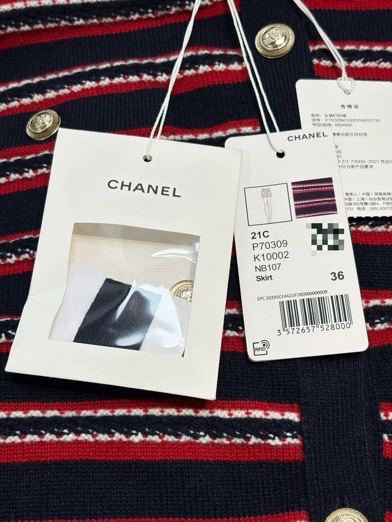 Chanel Chanel SizeS 21C red and blue color block 36 size striped k Size 24" / US 00 / IT 34 - 5 Thumbnail