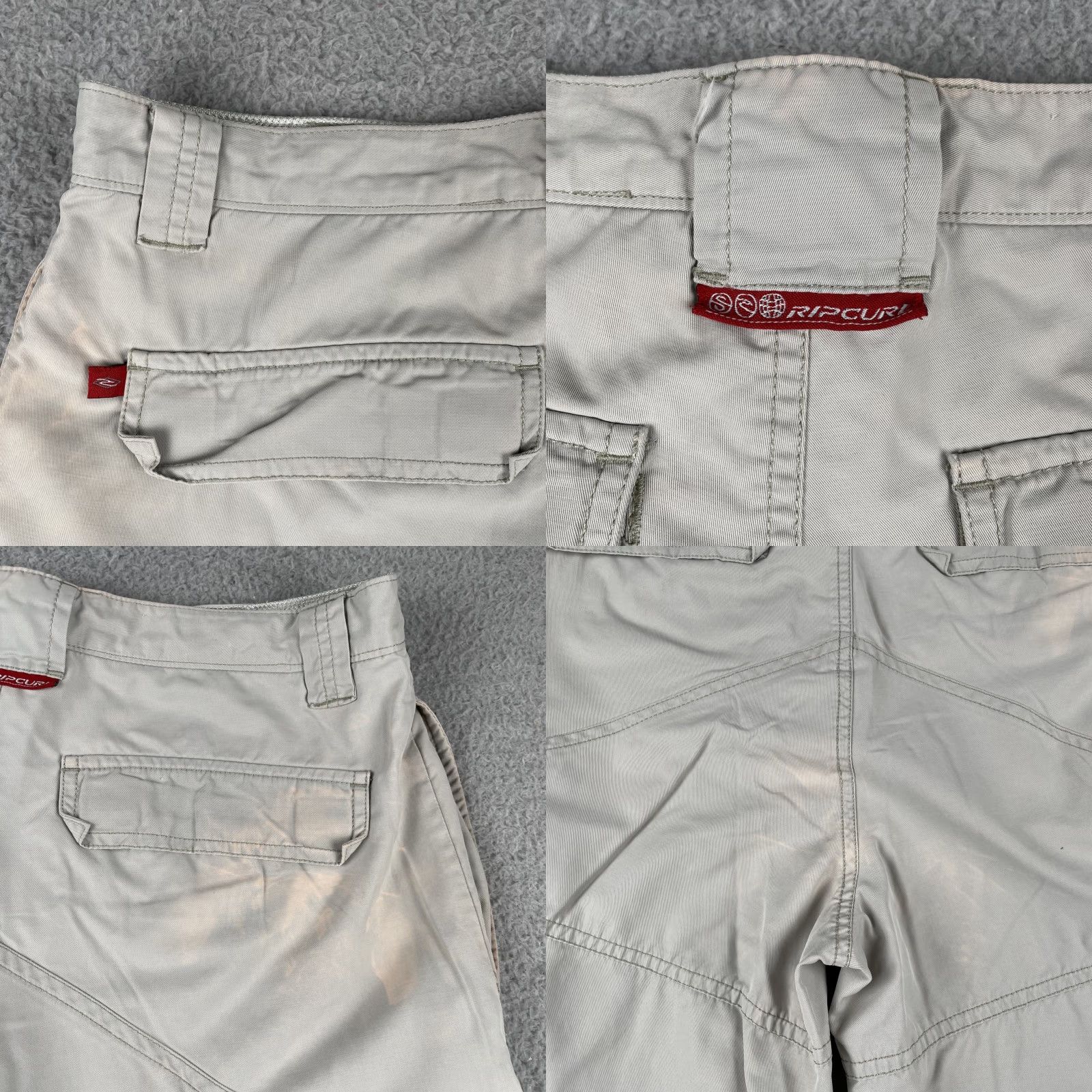 Vintage VINTAGE 90s Surfer Skater Cargo Pants Mens 32x30 Khaki Beige Bleach Stains Cotton Nylon Jeans Pants Size US 32 / EU 48 - 9 Thumbnail