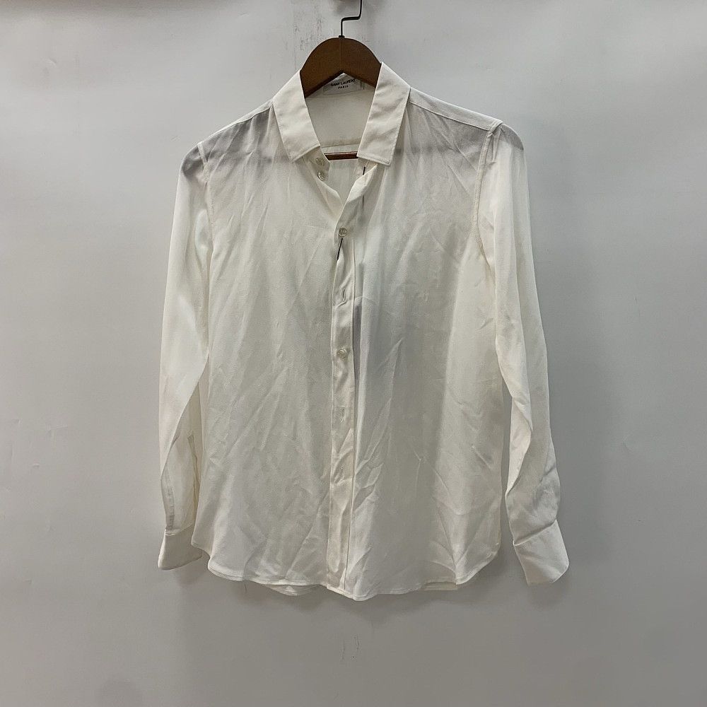 Saint Laurent Paris Saint Laurent White Silk Button Up Shirt Size F38 Size S / US 4 / IT 40 - 1 Thumbnail