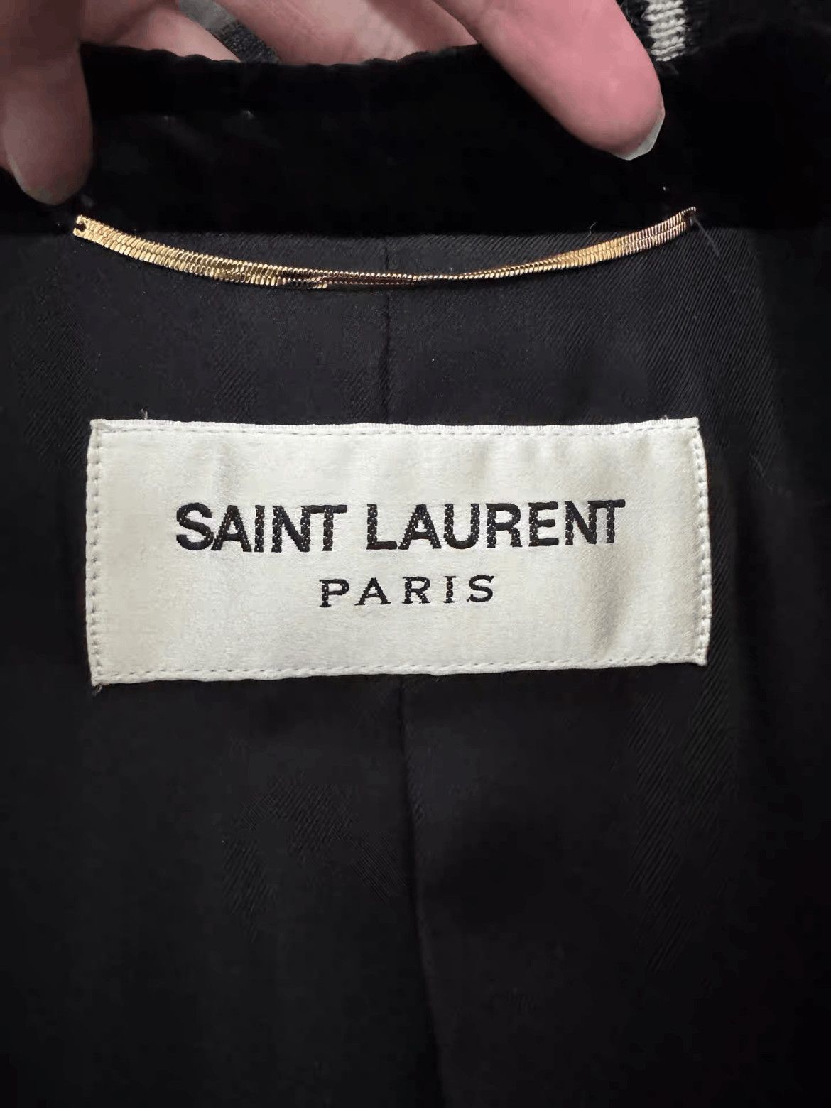Saint Laurent Paris F42 Saint Laurent Paris by Hedi 15AW Velvet Neck Coat Size US L / EU 52-54 / 3 - 5 Thumbnail