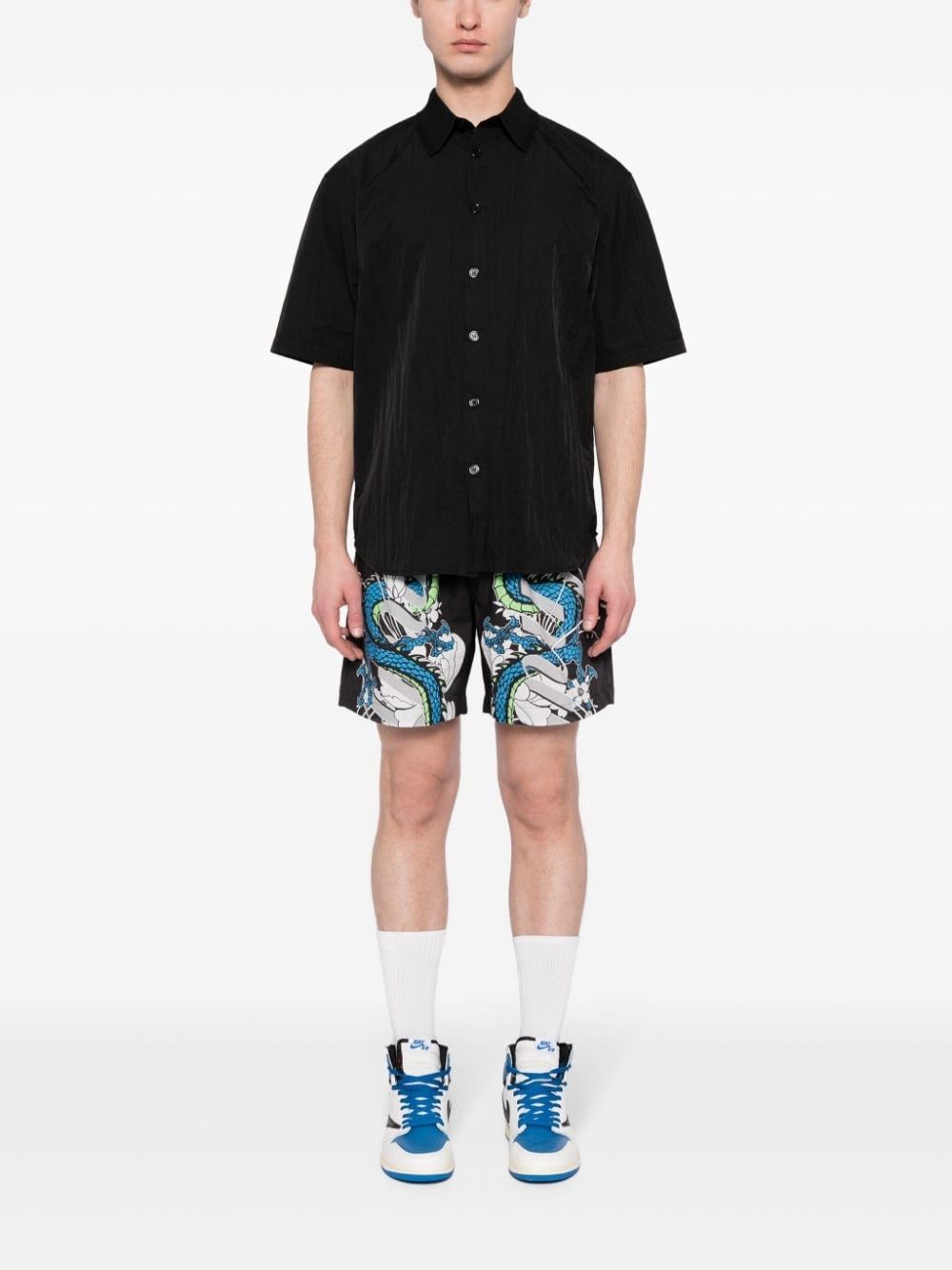 Amiri oc11z0225 Dragon-Print Cotton Track Shorts in Multicolor Size US 30 / EU 46 - 2 Thumbnail