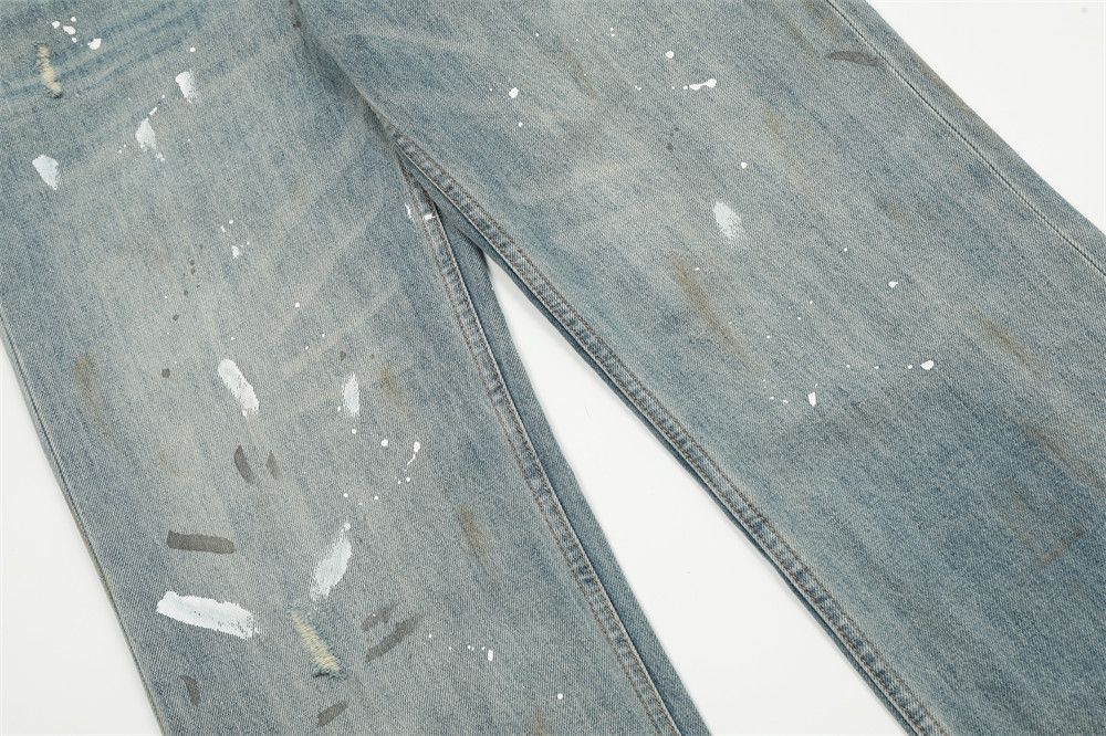 Japanese Brand × Jean Men's punk trend loose washed wide-leg ink-splashed jeans Size US 32 / EU 48 - 6 Thumbnail