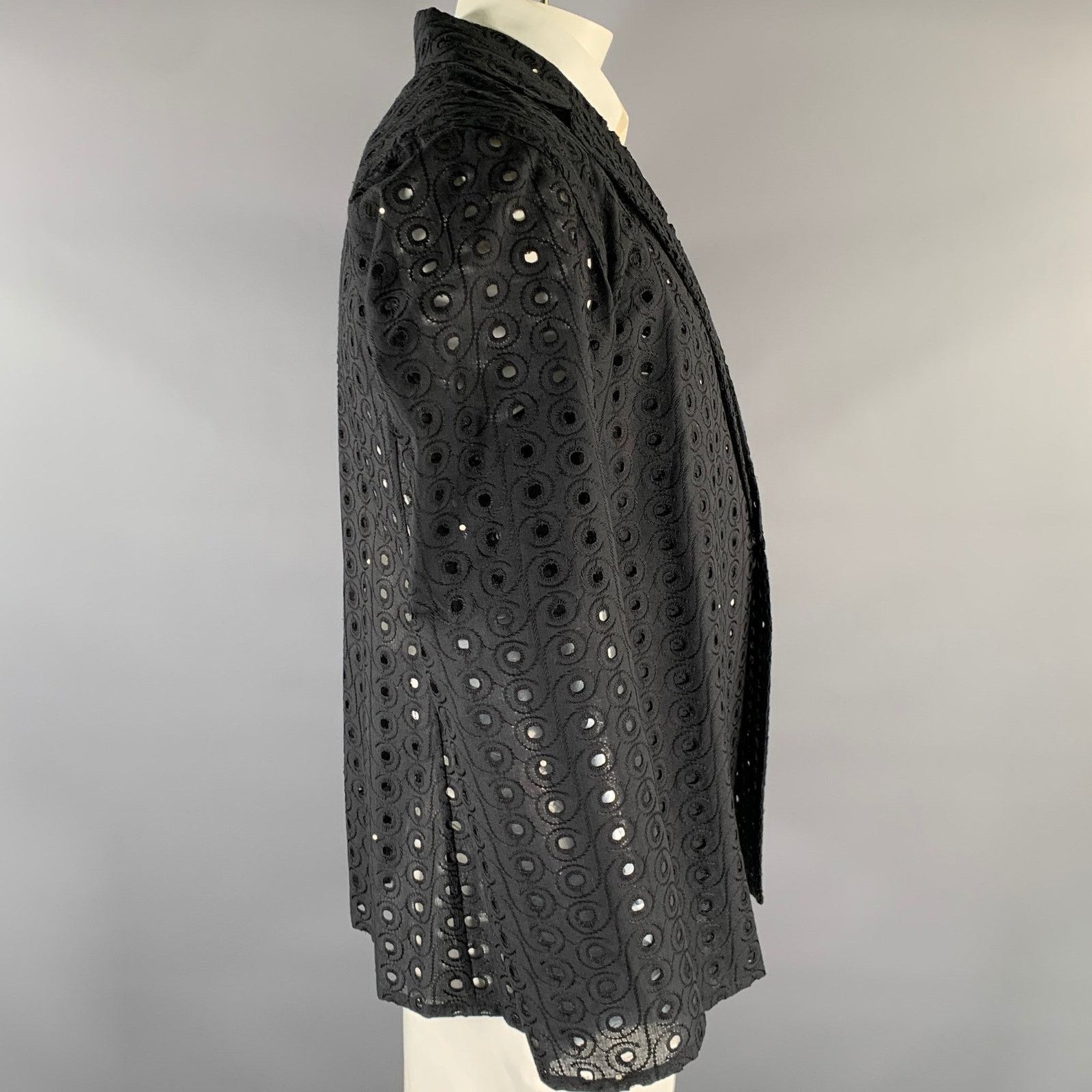 Other TOKYO JAMES Size L Black Holey Notch Lapel Sport Coat Size 46R - 3 Thumbnail