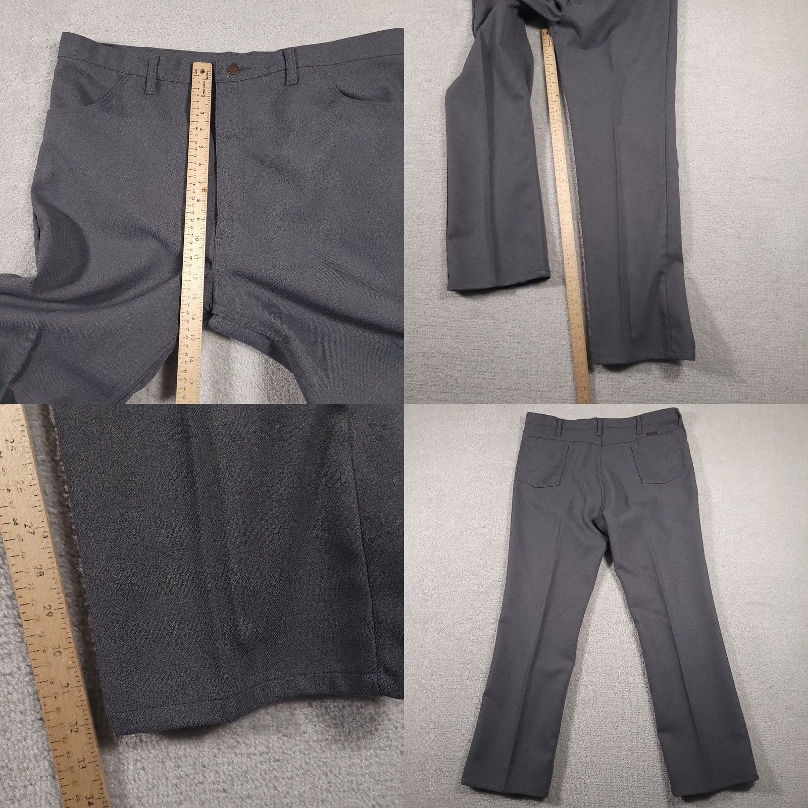 Wrangler VINTAGE Wrangler Pants Dress Slacks Mens 42X34 Gray USA Made Straight Denim? Polyester Dress Pants 40X33 80s USA Cowboy Men Size US 42 / EU 58 - 8 Thumbnail