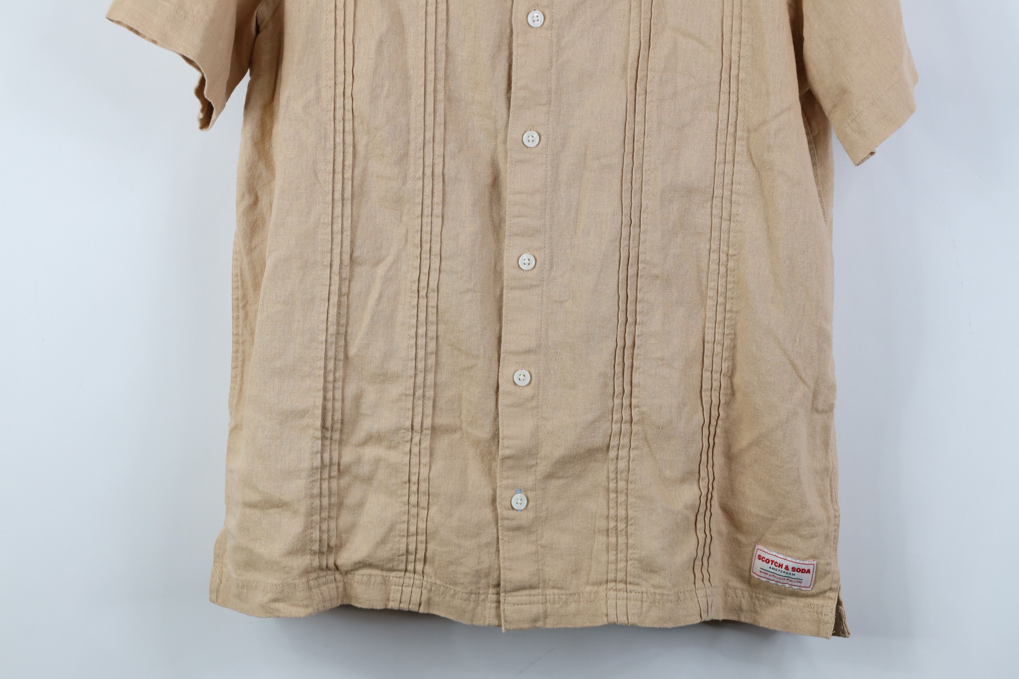 Scotch & Soda Scotch & Soda Blend Short Sleeve Collared Button Shirt Beige Size US S / EU 44-46 / 1 - 3 Thumbnail