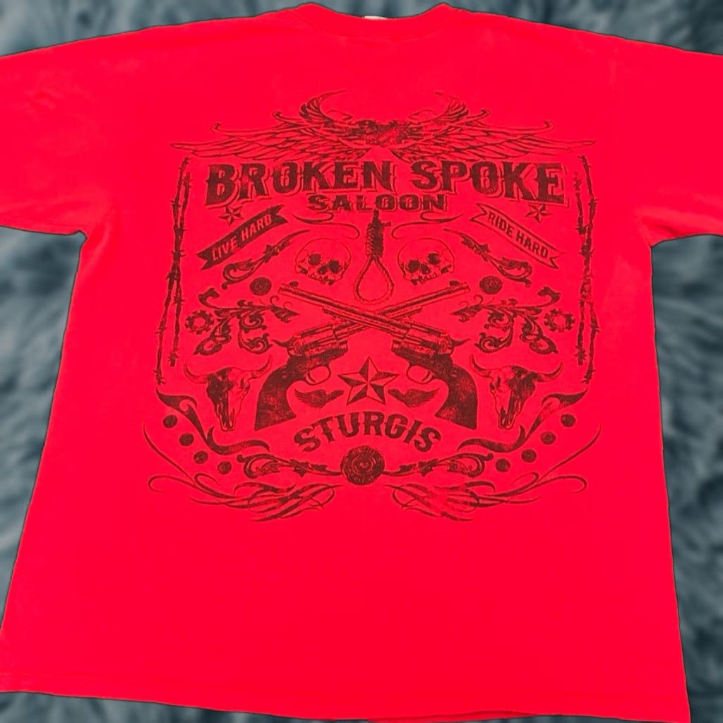 Vintage VINTAGE 90s Y2K Broken Spoke Saloon Skull Wings Die Hard VTG Biker Bar Shirt L Men Red Size US L / EU 52-54 / 3 - 1 Thumbnail