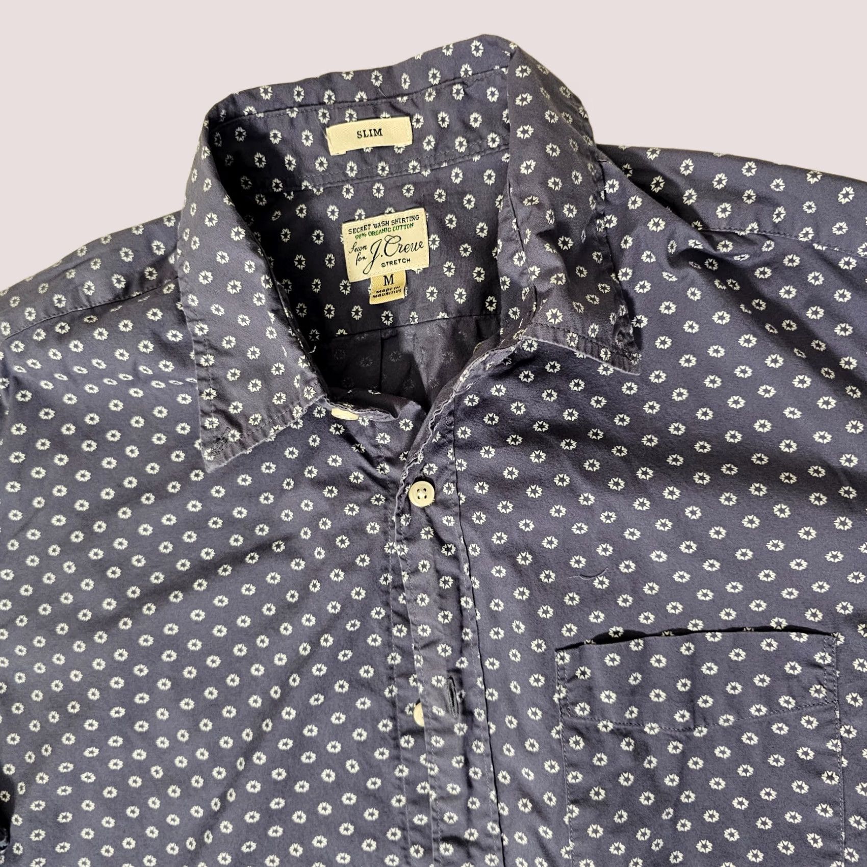 J.Crew J.CREW Button-Up Shirt Geometric Blue Organic Cotton Size M Stretch Men's Shirt Size US M / EU 48-50 / 2 - 1 Thumbnail