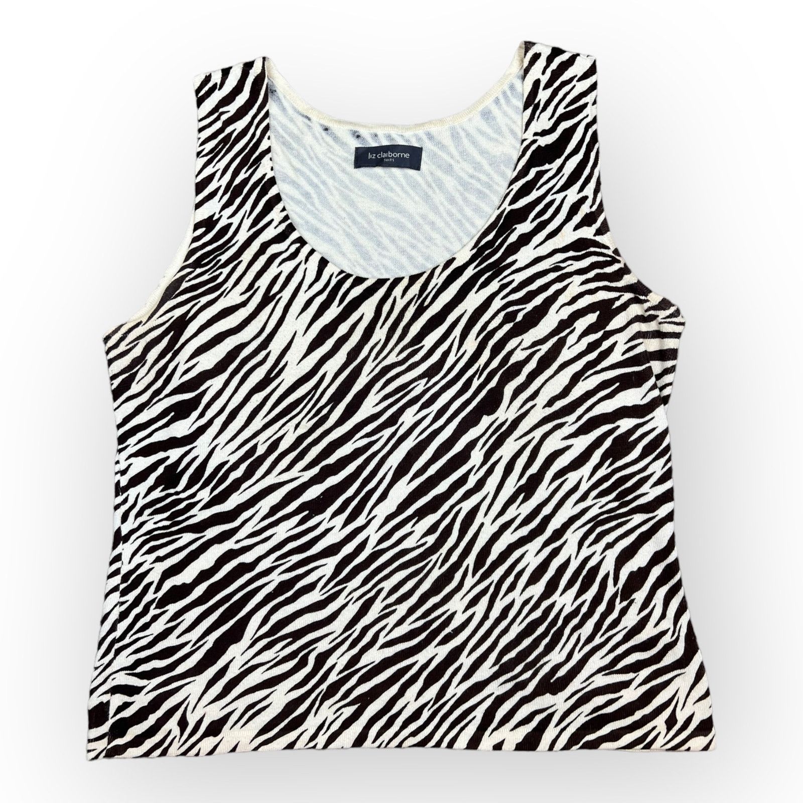 Liz Claiborne Liz Claiborne | Vintage Knit Tank Top Zebra Print | Size 10 Size L / US 10 / IT 46 - 8 Thumbnail