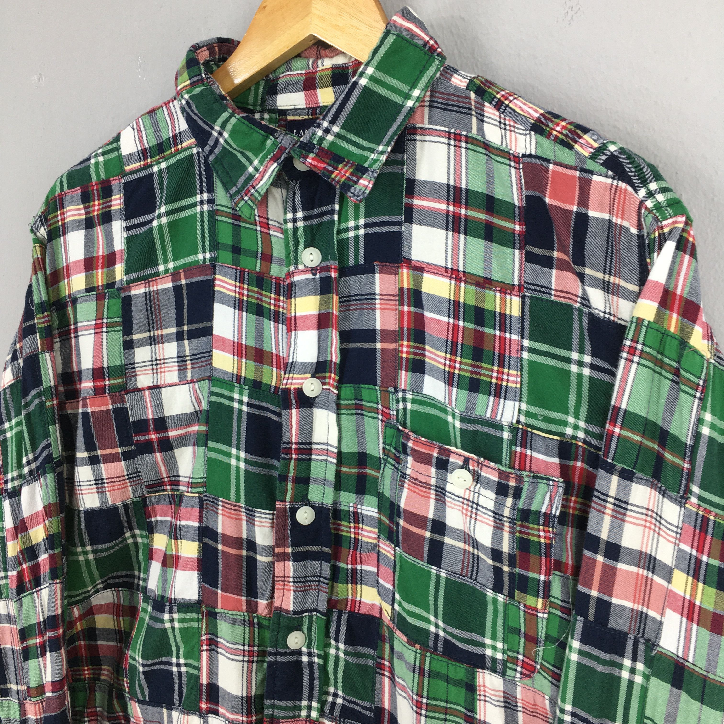 Flannel Lands End Patchwork Checkered Flannel Shirt Large Size US L / EU 52-54 / 3 - 3 Thumbnail