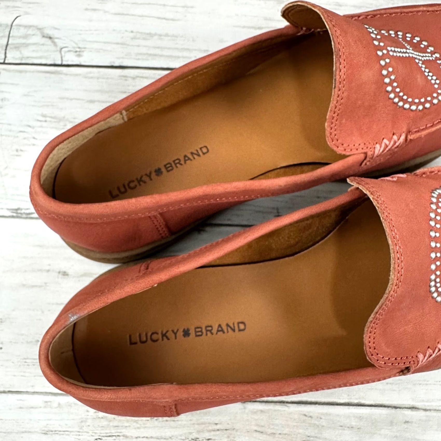 Lucky Brand Brown Leather Penny Loafers Women’s Size 7.5M Lucky Brand Reony Loafers Womens 7.5 M Coral Orange Leather  main image 2