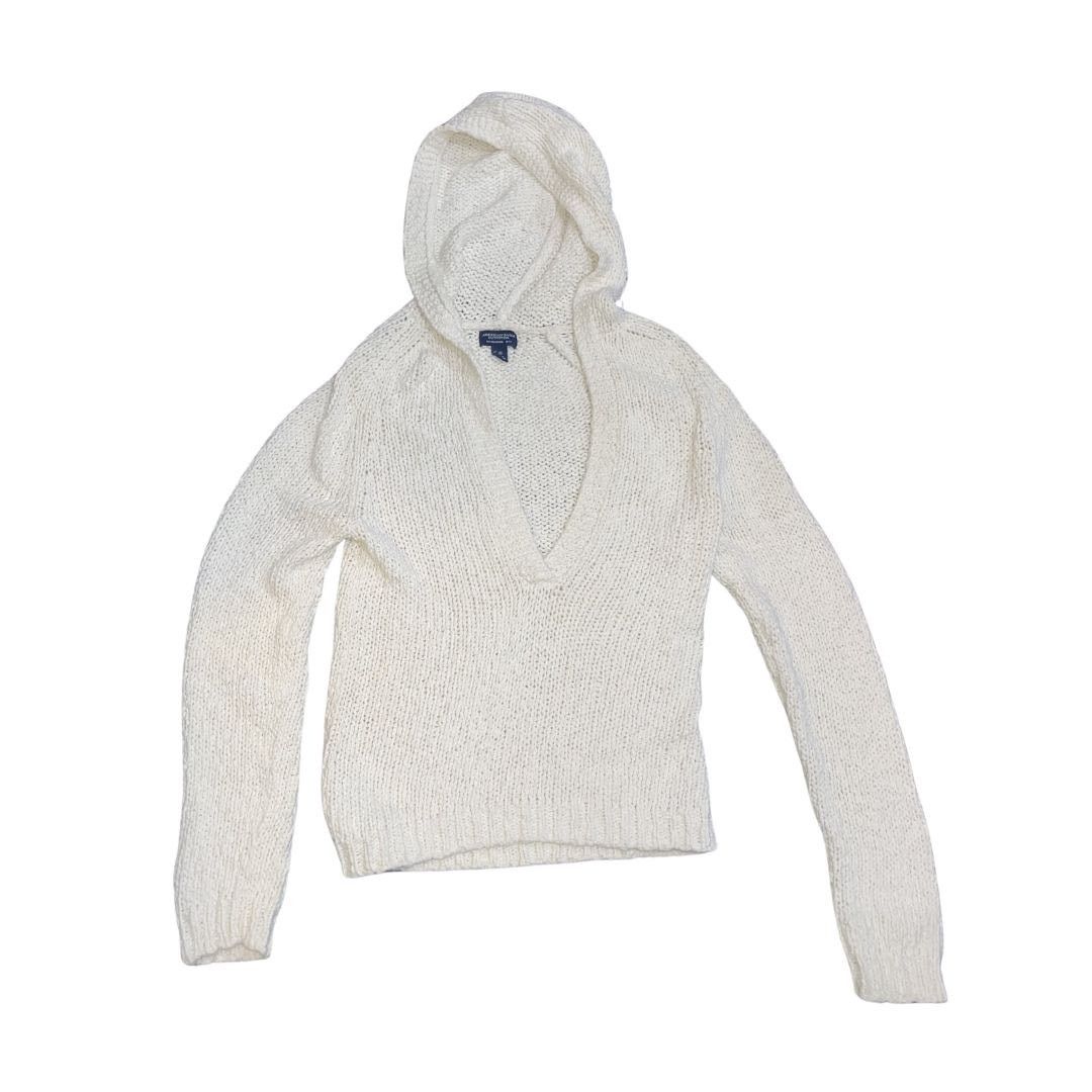 American Eagle Outfitters Chunky Open Knit Pullover Hooded Sweater SZ L Y2K 90s Size L / US 10 / IT 46 - 1 Thumbnail