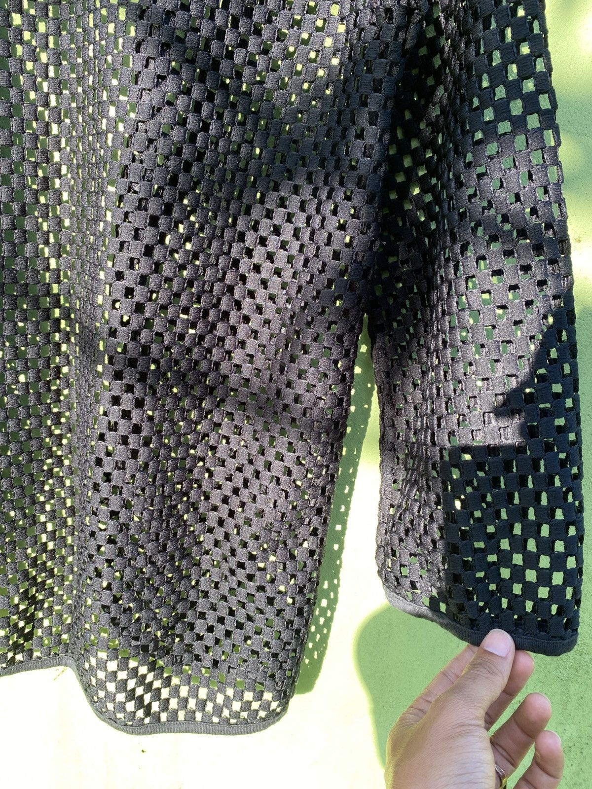 Japanese Brand Pour Quoi Sheer Black Mesh Cardigan Open Weave Layering Top Size US L / EU 52-54 / 3 - 13 Thumbnail