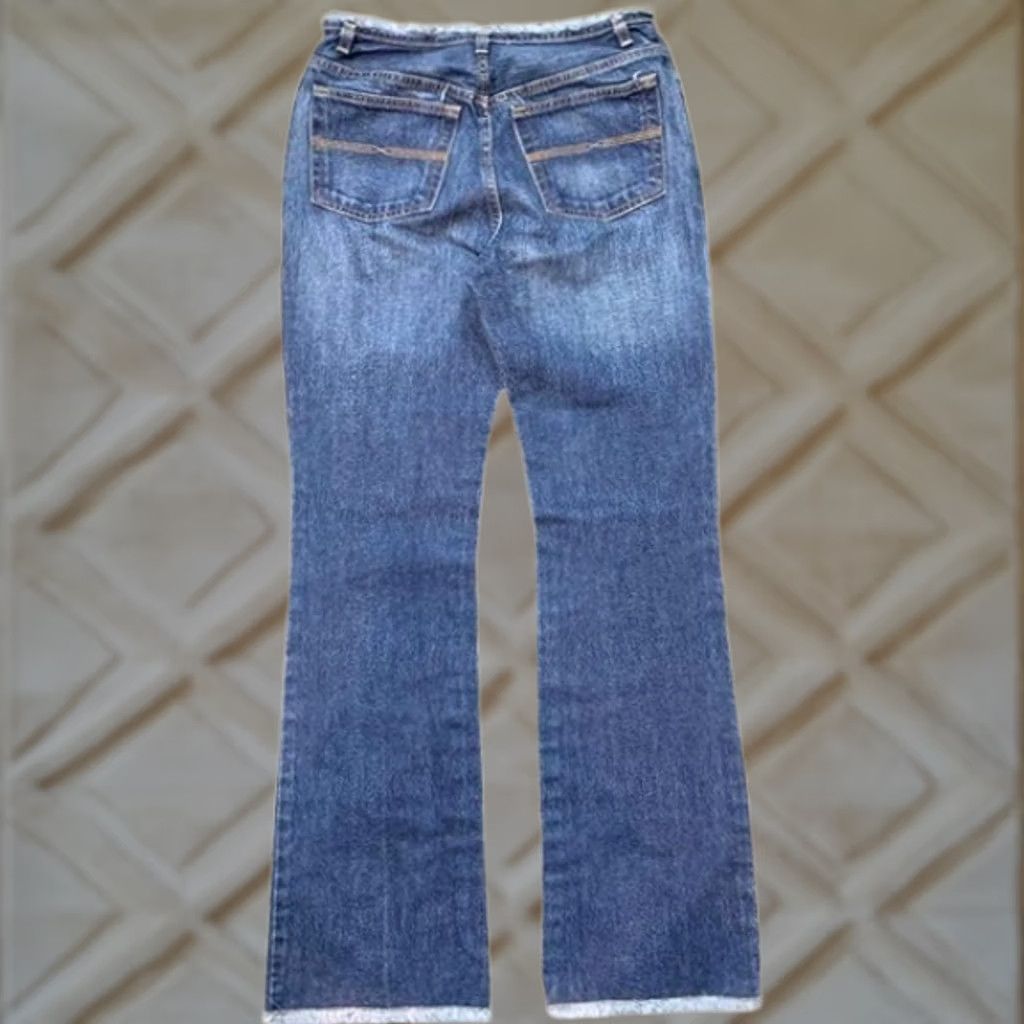 Express VINTAGE Express Jeans Boot Cut Flare Fringe Y2K Women's size 6 Blue Womens Jeans Boys Girls? Size 28" / US 6 / IT 42 - 1 Thumbnail