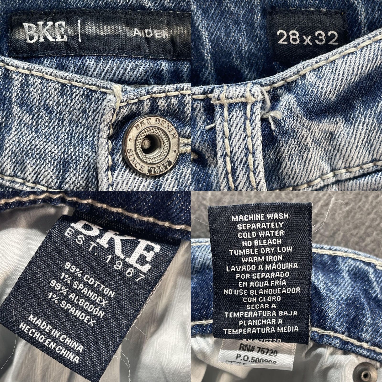 BKE VINTAGE? No. BKE Aiden Jeans Mens 28x32 Blue Distressed Straight Denim Medium Wash Pants Jeans Size US 28 / EU 44 - 8 Thumbnail