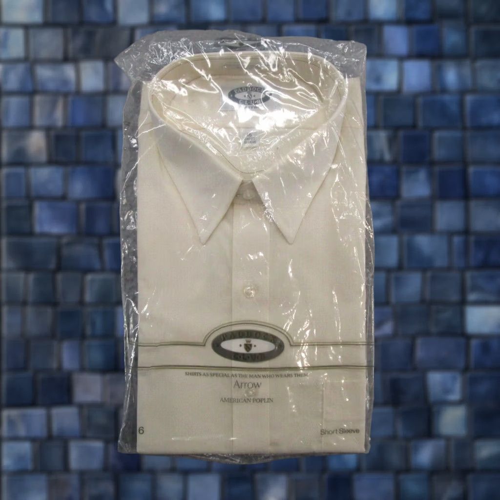 Arrow VINTAGE Arrow Shirt Ivory Short Sleeve Button-Up Men Size 16 NEW Size US L / EU 52-54 / 3 - 1 Thumbnail
