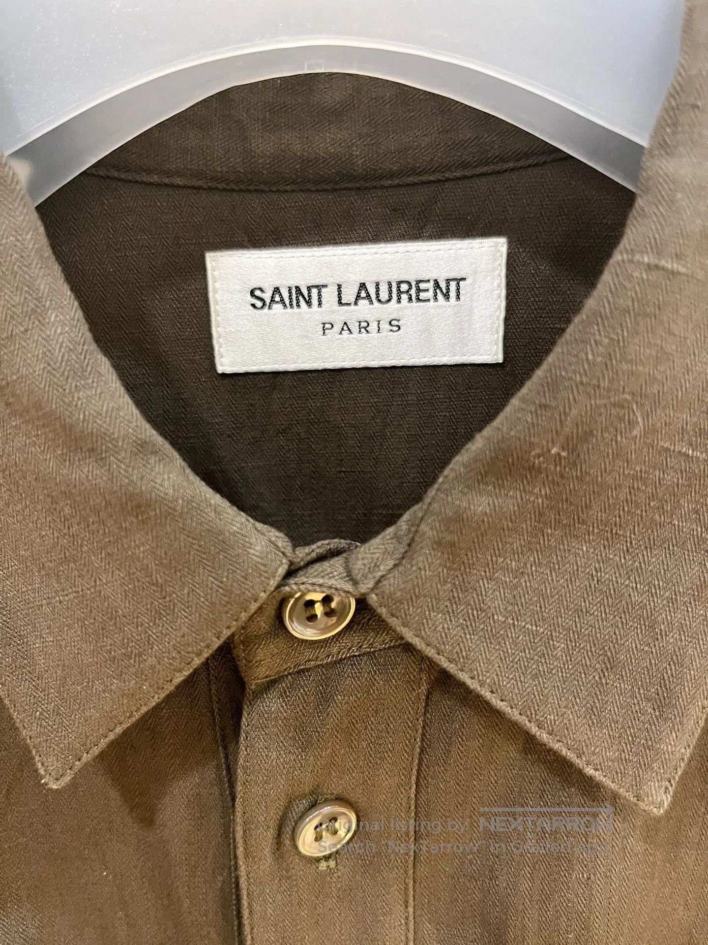 Saint Laurent Paris Saint Laurent Gold Embroidered Short-Sleeve Shirt. Size US M / EU 48-50 / 2 - 2 Thumbnail
