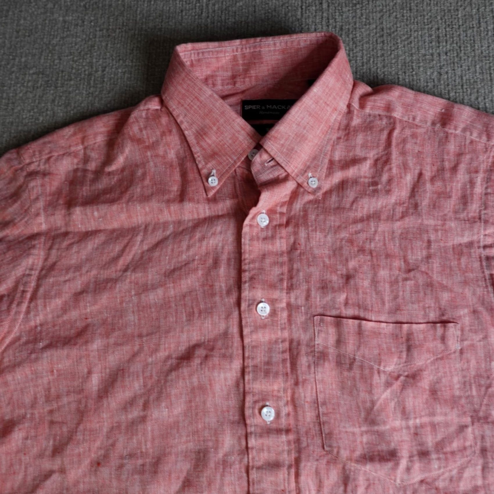 Vintage Spier & Mackay Shirt Large 16 Pink Heather 100% Linen Slim Button-Up Collared Long Sleeve Casual Mens Size US L / EU 52-54 / 3 - 2 Thumbnail