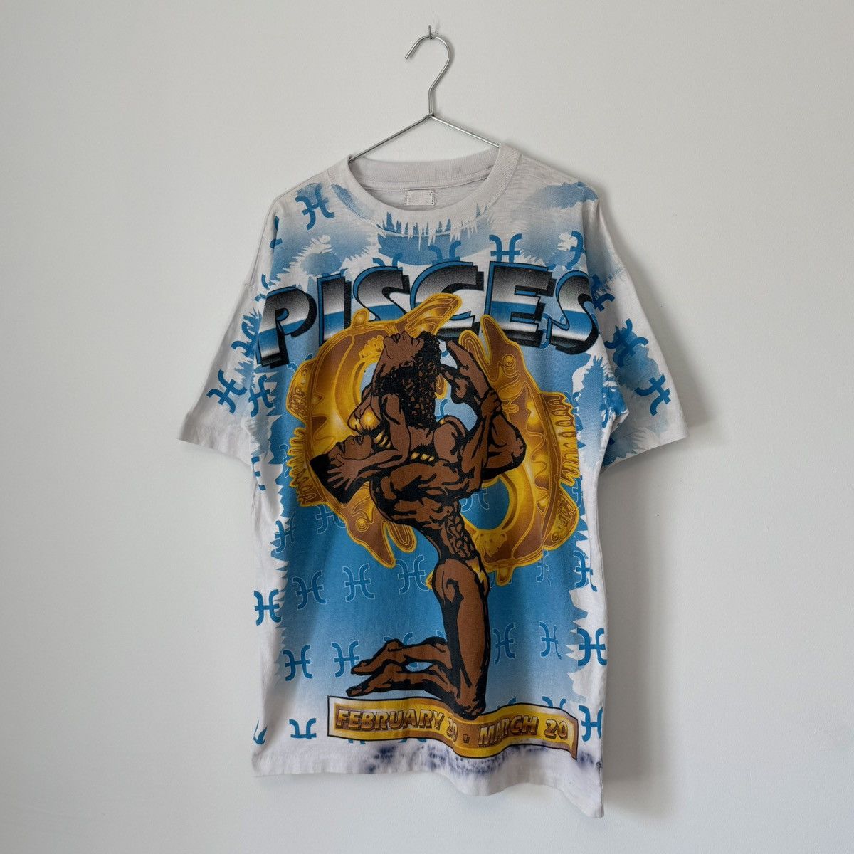 Vintage Vtg 1990s Pisces Zodiac Sign Horoscope All Over Print Tee Size US L / EU 52-54 / 3 - 1 Thumbnail