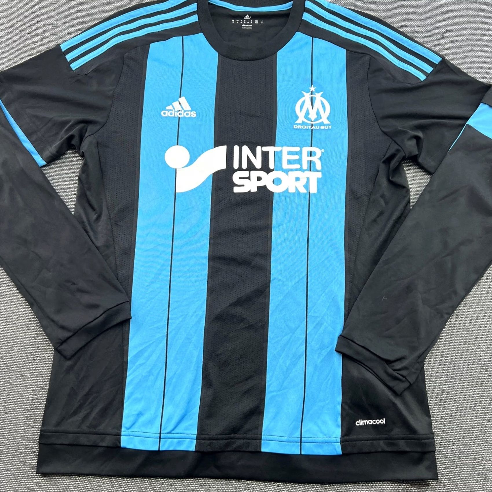 Adidas adidas Olympique Marselle 2015 2016 Away Lucas Ocampos Football Jersey Mens T-Shirt M Black Sport Jersey Mens Adidas Size US M / EU 48-50 / 2 - 3 Thumbnail